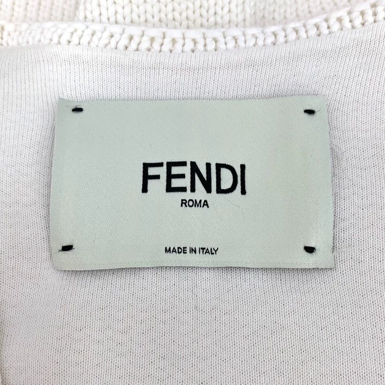 Fendi FENDI Off-White Cotton V-Neck Single Breasted Long Sleeve Size XXS / US 00 / IT 34 - 5 Thumbnail