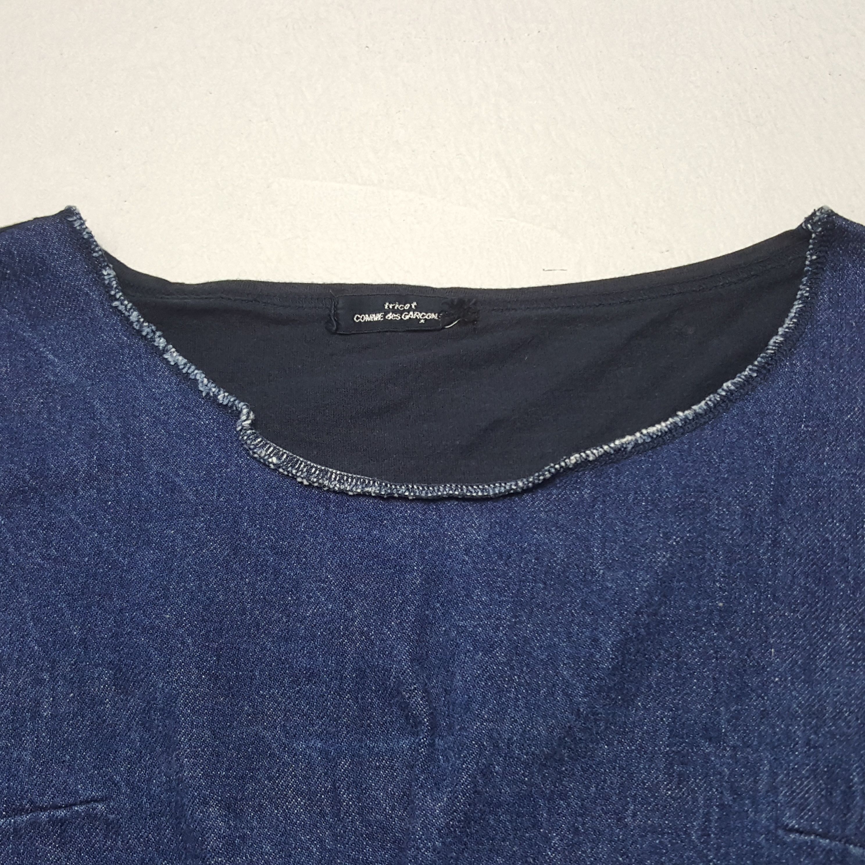 Comme des Garcons × Japanese Brand × Vintage Vintage Tricot Comme des Garçon Denim T-shirts Size S / US 4 / IT 40 - 4 Thumbnail
