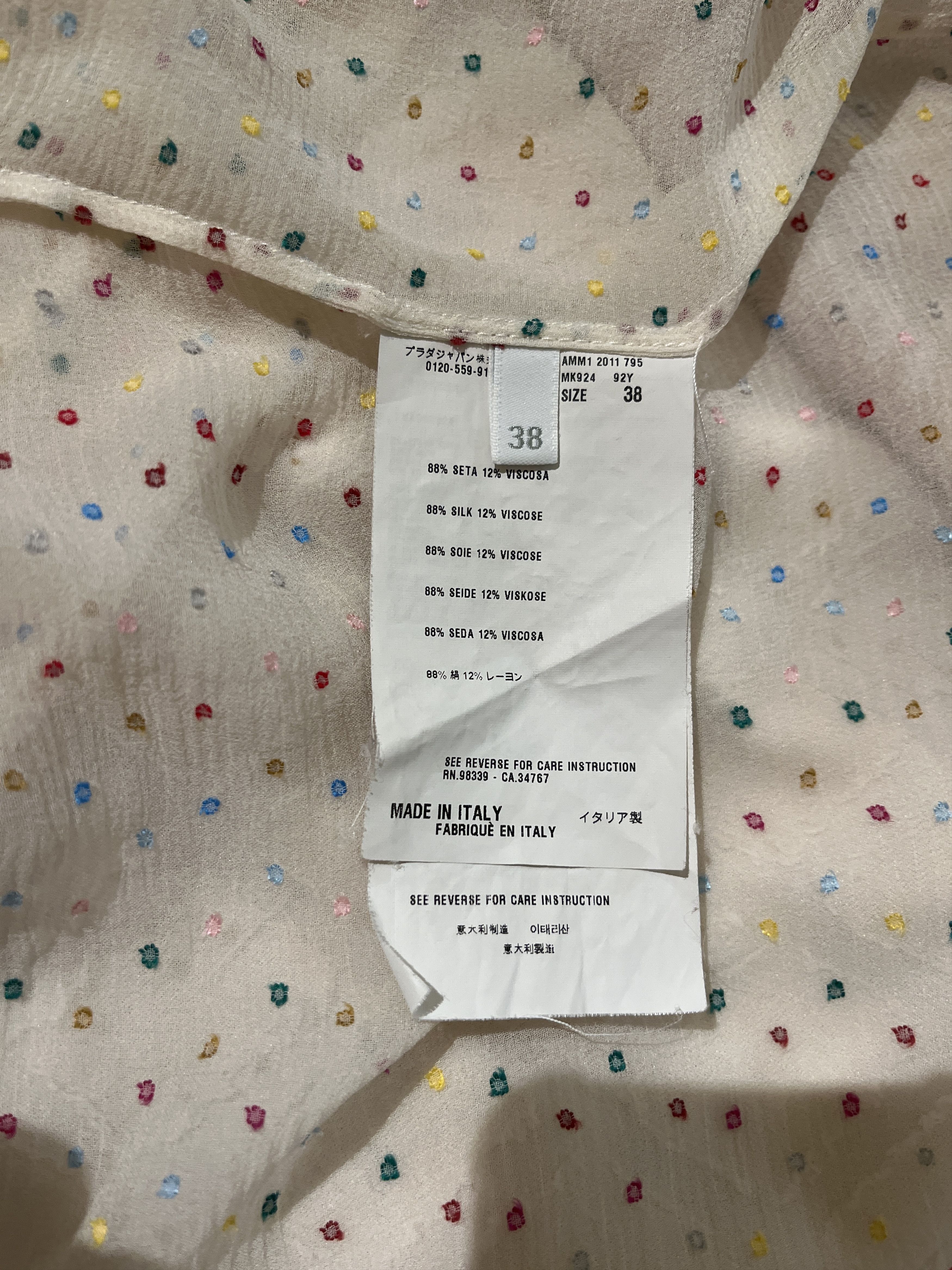 Miu Miu Silk Polka dot blouse Size XS / US 0-2 / IT 36-38 - 5 Thumbnail