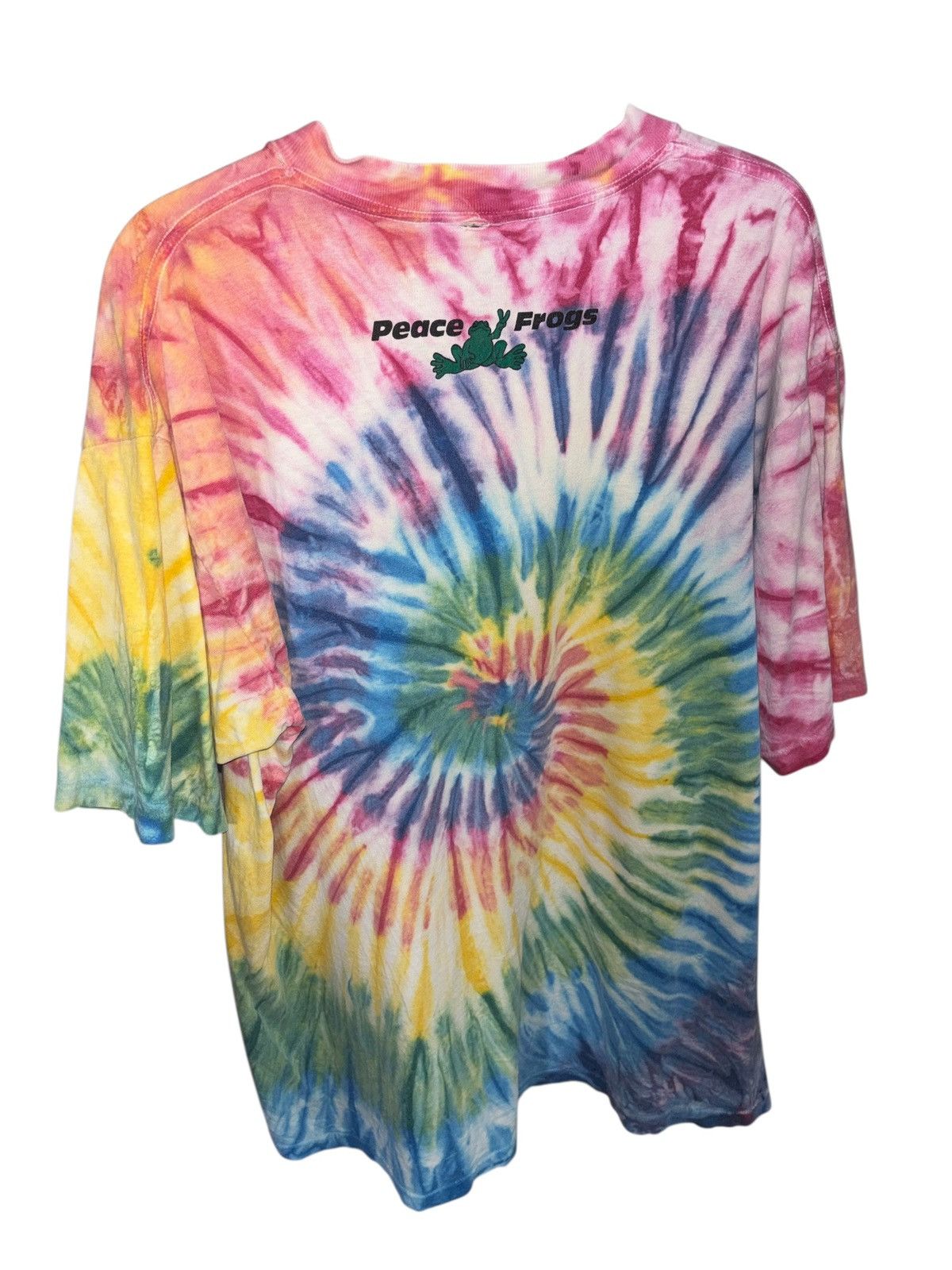 Vintage Vintage 90's Tie-Dye Peace Frog T-Shirt Size US XL / EU 56 / 4 - 6 Thumbnail