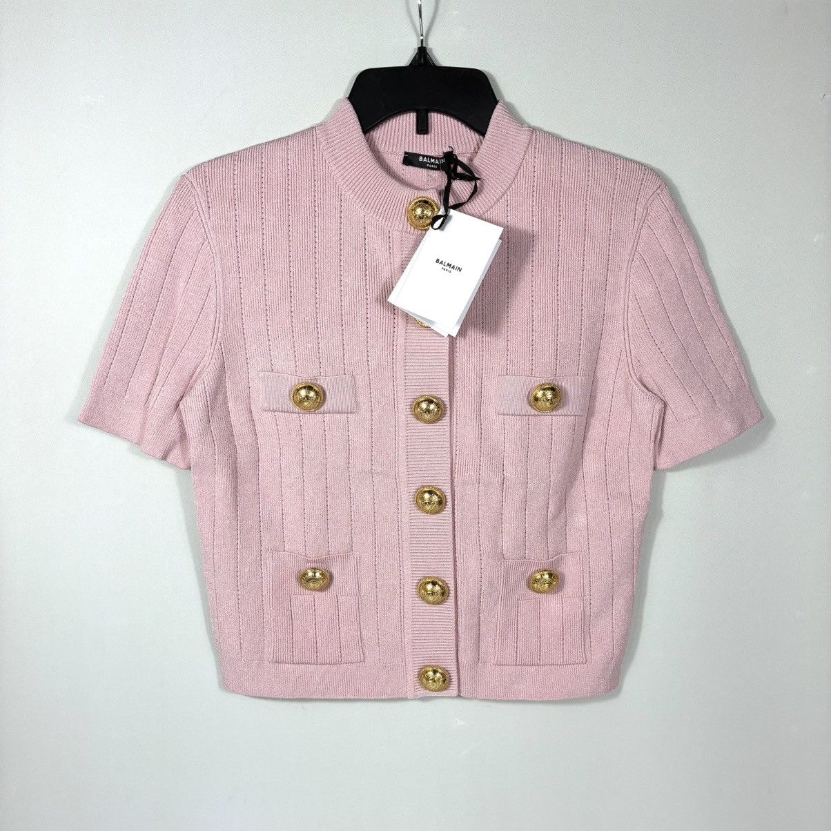 Balmain Balmain Knitted Four Pocket Short Sleeve Cardigan FR 40 Pink Size M / US 6-8 / IT 42-44 - 3 Thumbnail