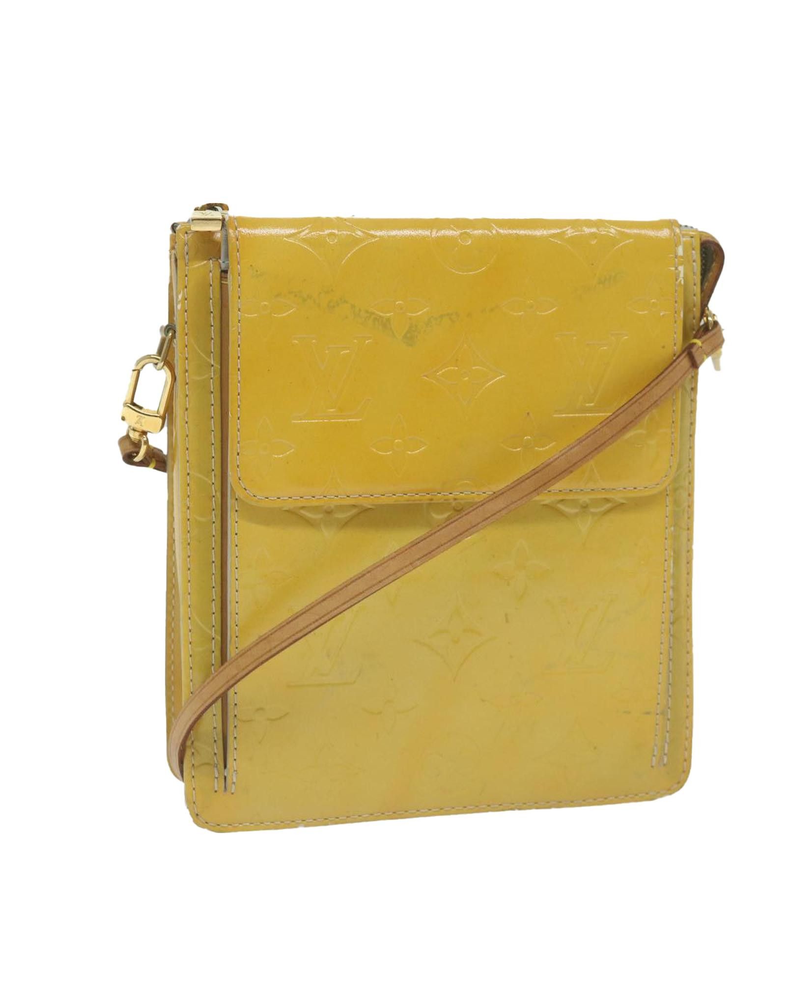 image of Louis Vuitton Patent Leather Motto Accessory Pouch in Gris, Women's