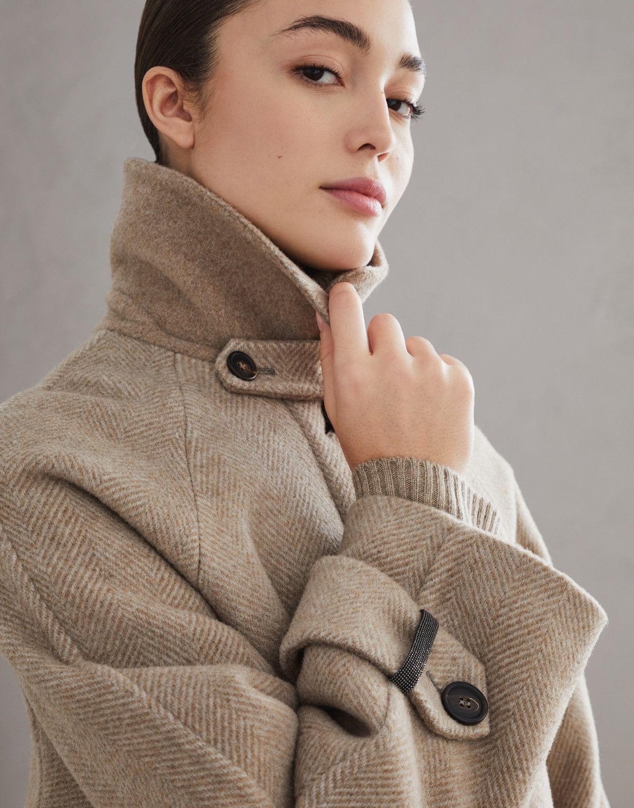 Brunello Cucinelli o1la1rc1a1025 Overcoat in Beige Size L / US 10 / IT 46 - 4 Thumbnail