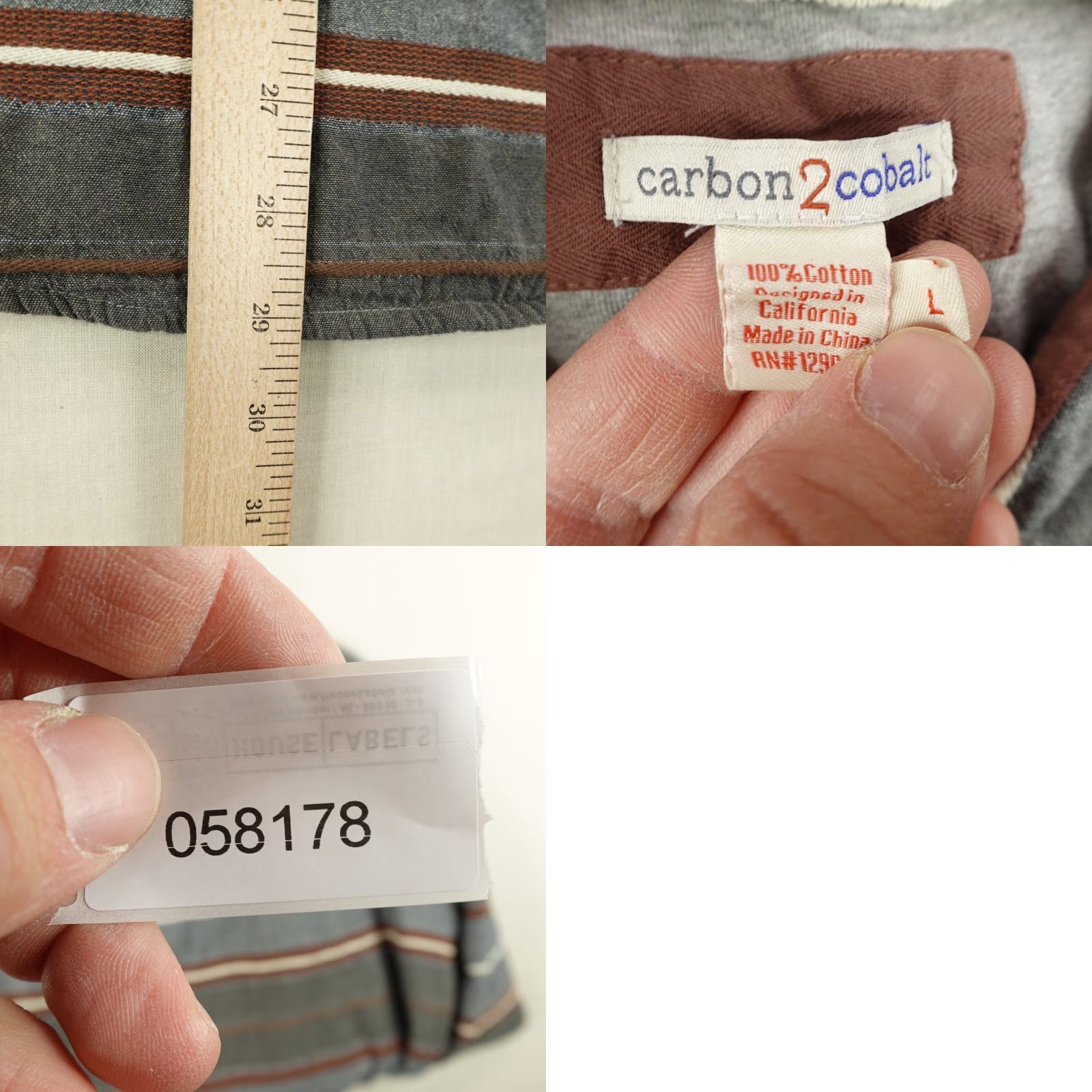 Carbon2Cobalt VINTAGE Carbon 2 Cobalt Shirt Mens Large Gray Red Blanket Stripes Flannel Button Up Work Shirt - Long Sleeve Cotton Casual 90s Mens Large Gray Size US L / EU 52-54 / 3 - 8 Thumbnail