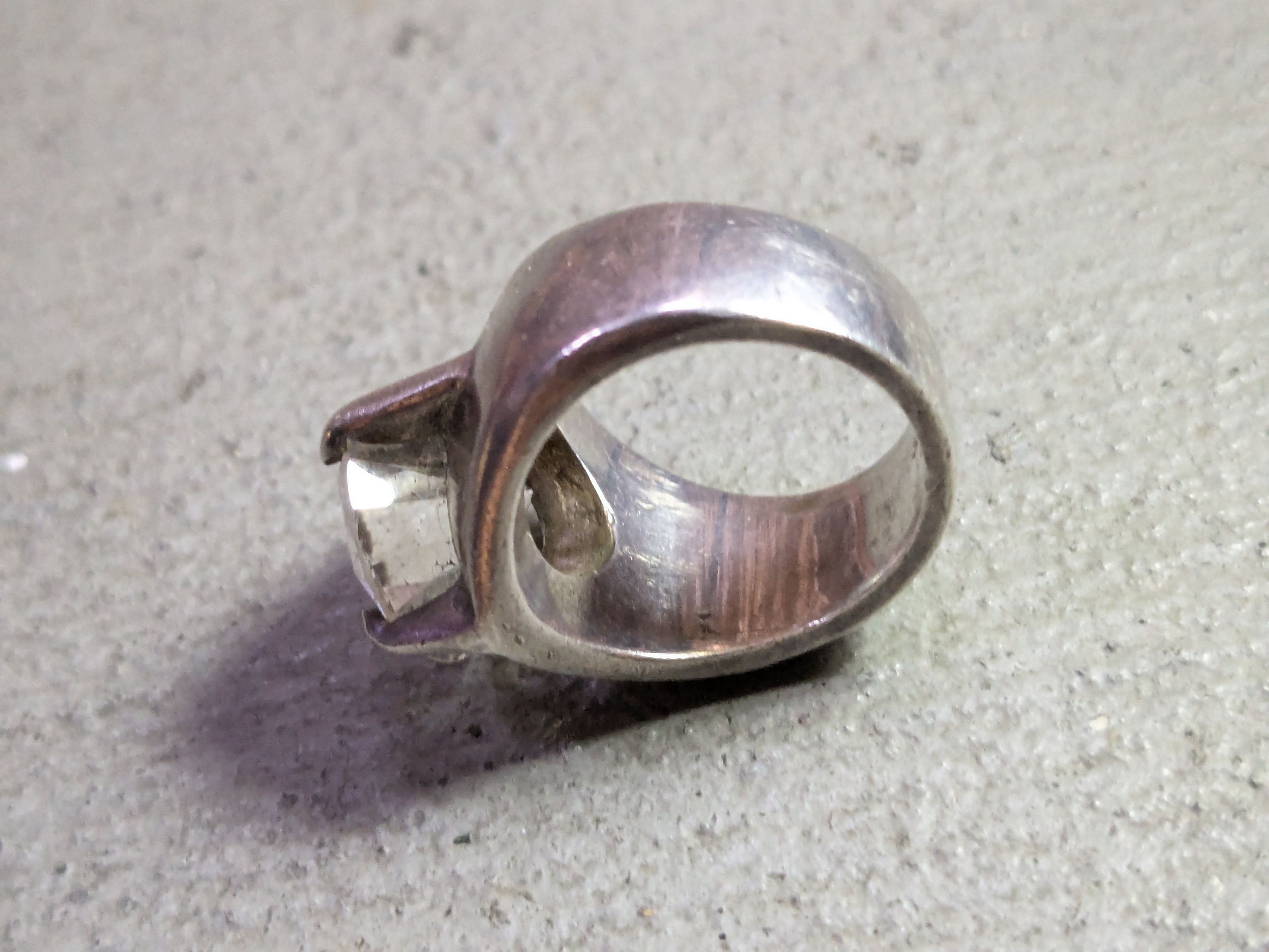 Jewelry × Vintage Vintage Sterling Silver Ring 4.75 CZ Round Modern Cocktail Size ONE SIZE - 8 Thumbnail