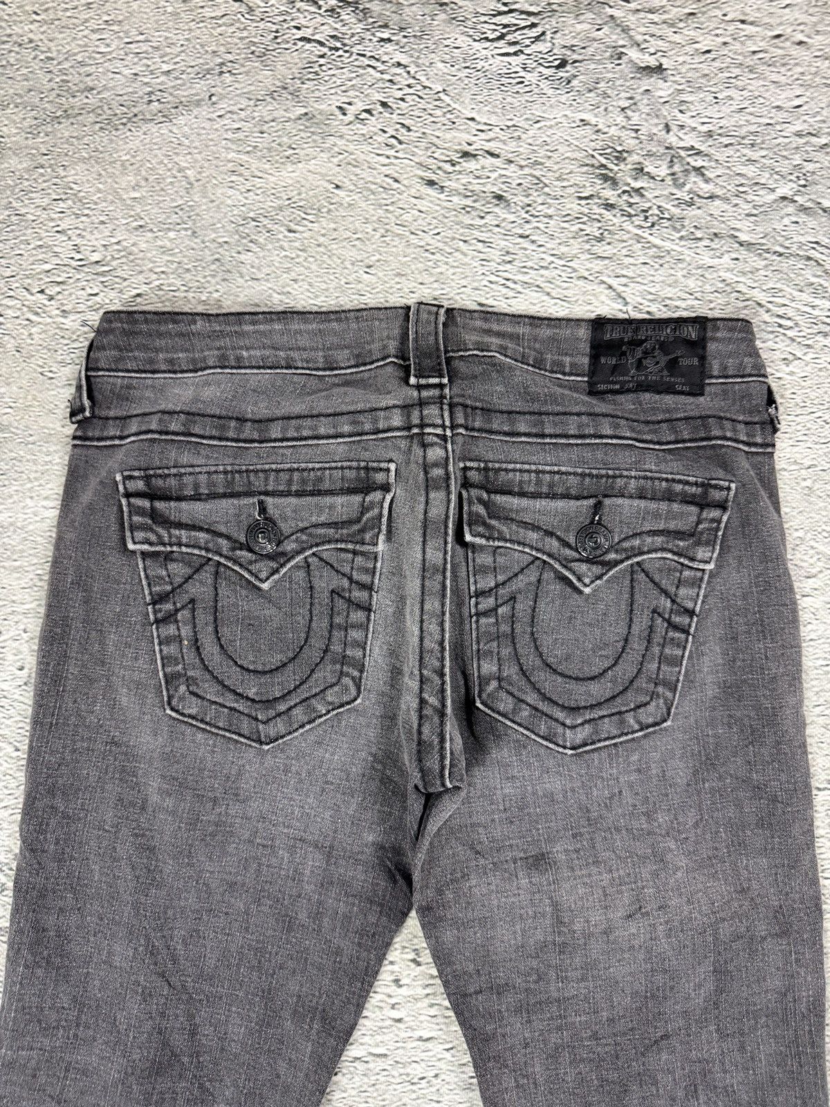 True Religion True Religion jeans grey black thick stitching Joey flared Size 29" - 2 Thumbnail