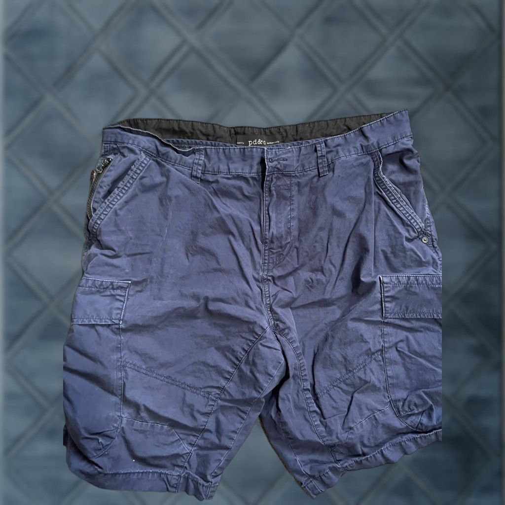 PD&C PD & C Mens Chino Cargo Shorts Size 38 stretch Navy blue Casual Cargo Shorts Mens Regular 38 Navy Blue Logo Size US 38 / EU 54 - 1 Thumbnail