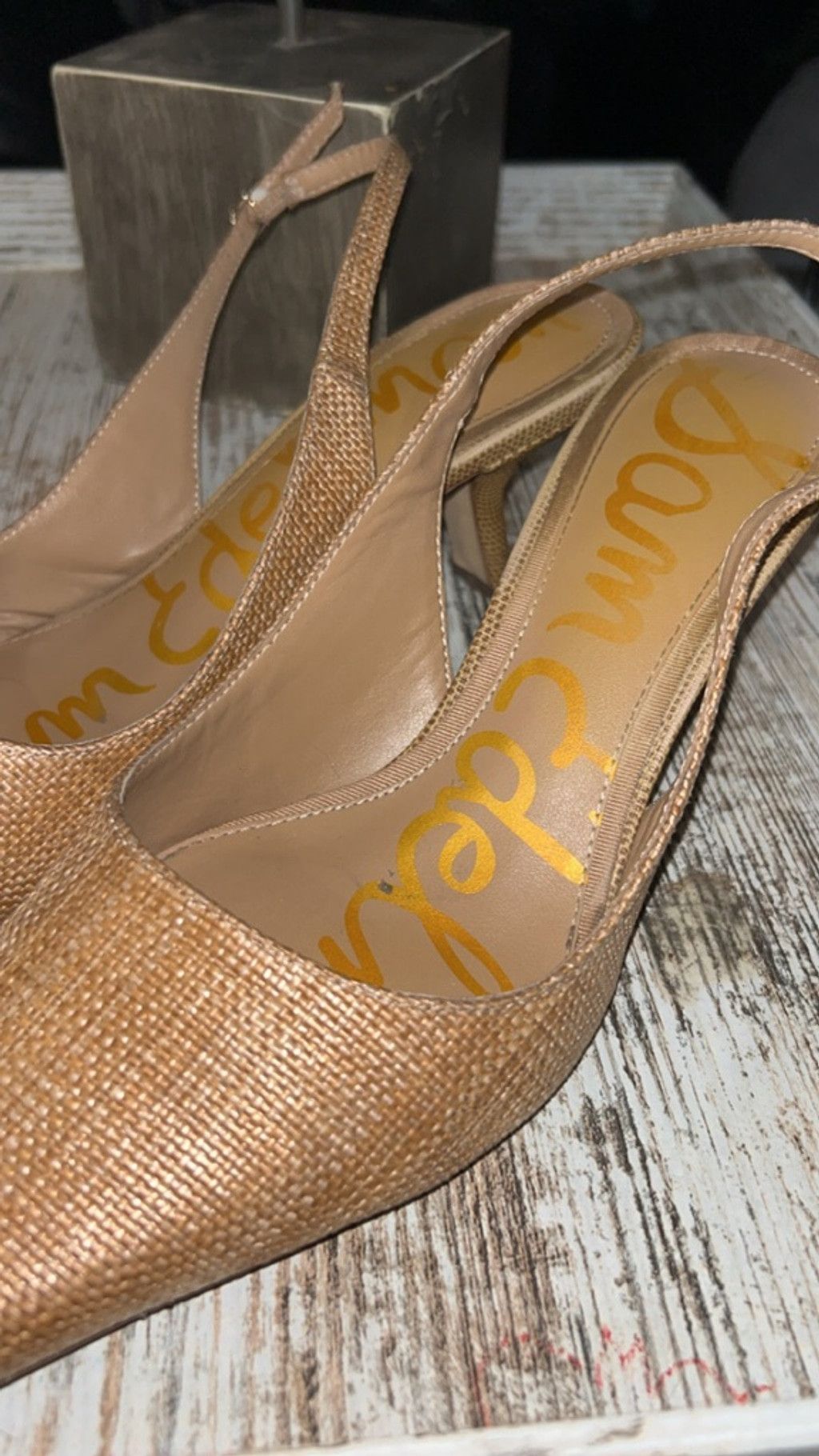 Sam Edelman Women's Sam Edelman Gold Woven Slingback Heels Size 6 Size US 6 / IT 36 - 4 Thumbnail