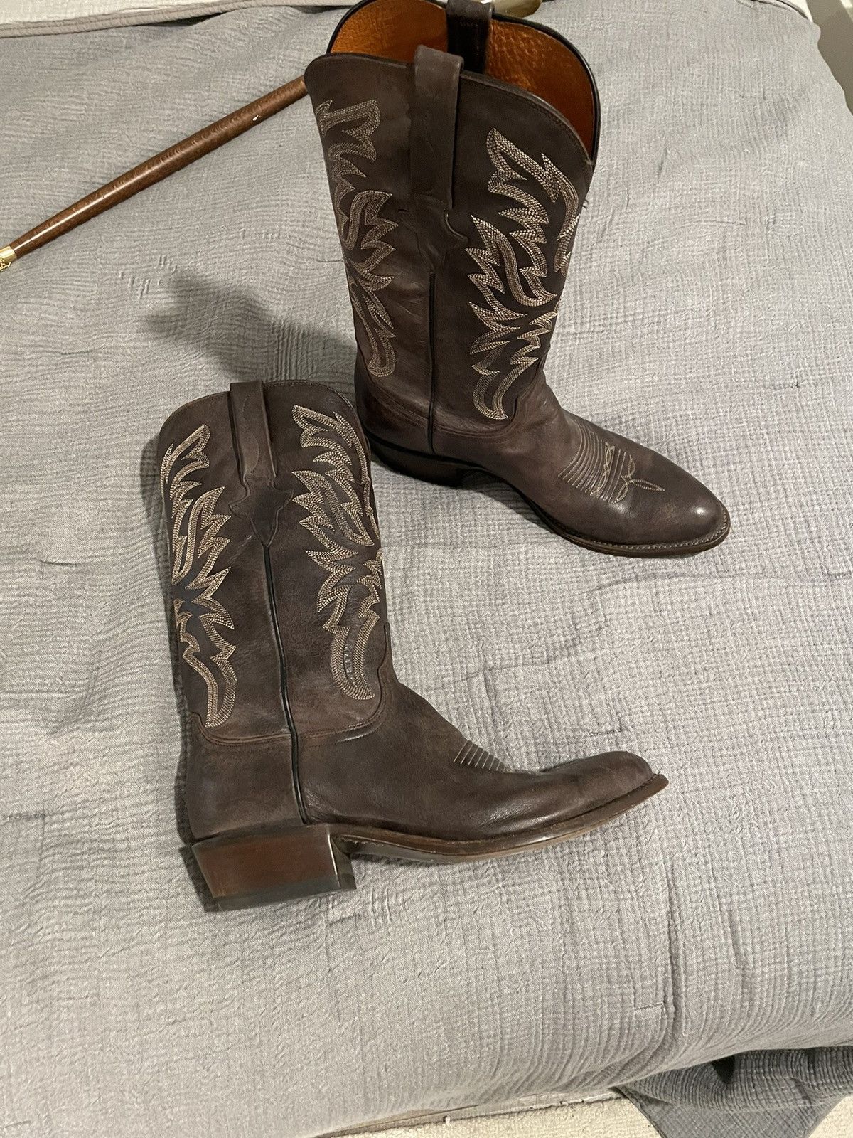 image of Lucchese Brown Cowboy Boots, Pointed Toe, Men's (Size 10.5)
