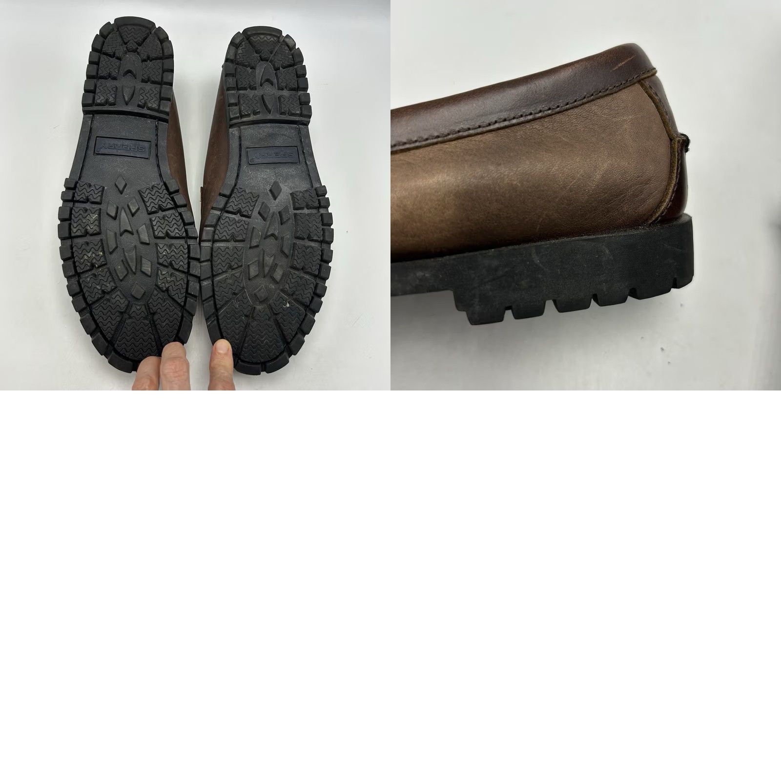 Sperry Sperry Topsider Loafer Mens 8.5 M Brown Pebbled Leather Comfort Cushioned Slip On Rubber Lug Sole Preppy 90s City College Equestrian Retro School Size US 9 / EU 42 - 8 Thumbnail