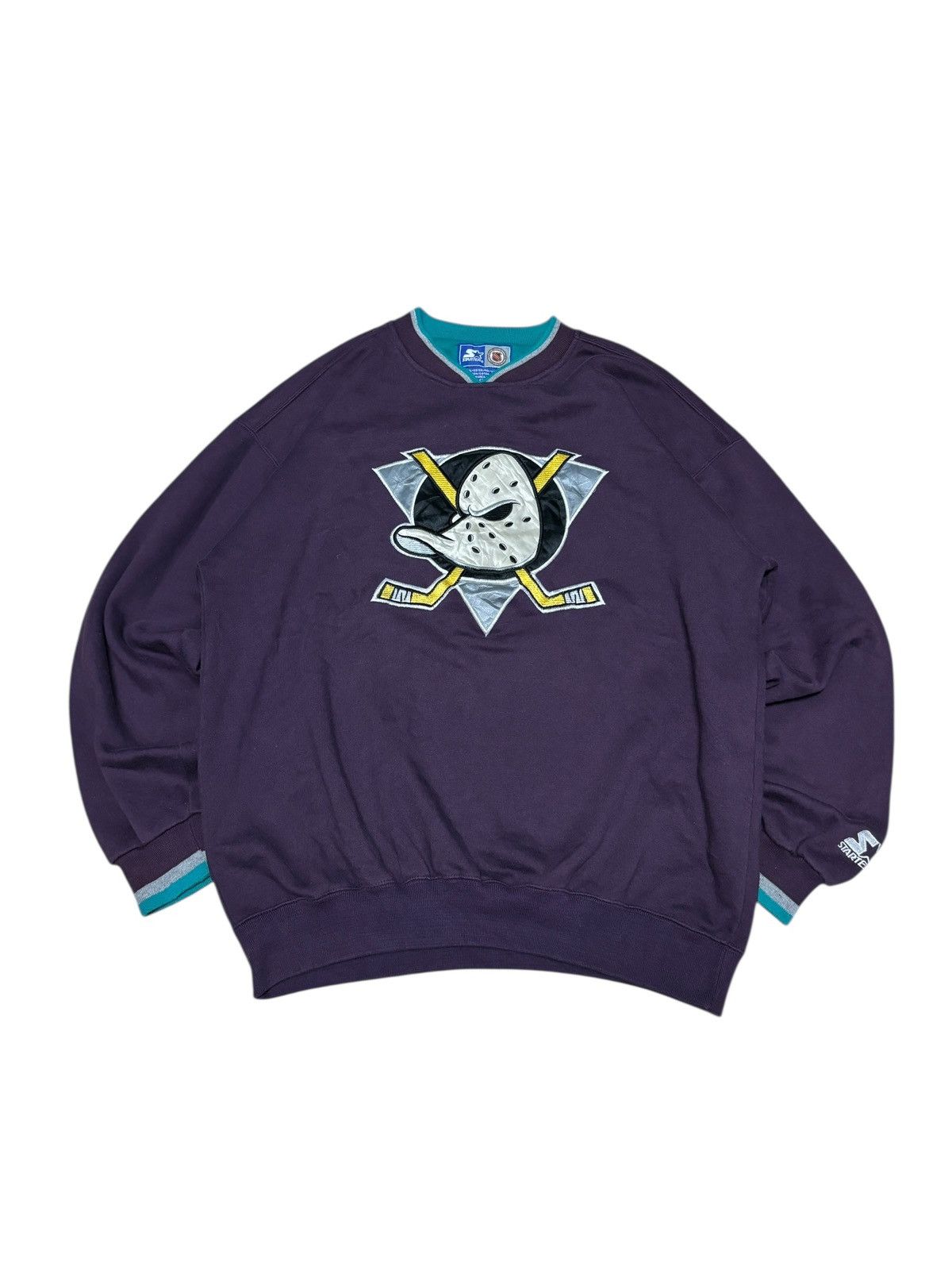NHL (NEED GONE) Vintage 90's NHL Starter Mighty Duck Crewneck Size US L / EU 52-54 / 3 - 1 Thumbnail