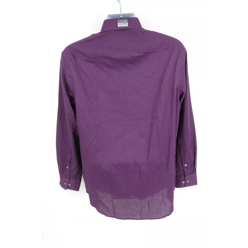 Van Heusen Van Heusen Mens Wrinkle Free Purple Long Sleeve Dress Shirt Size US M / EU 48-50 / 2 - 4 Thumbnail
