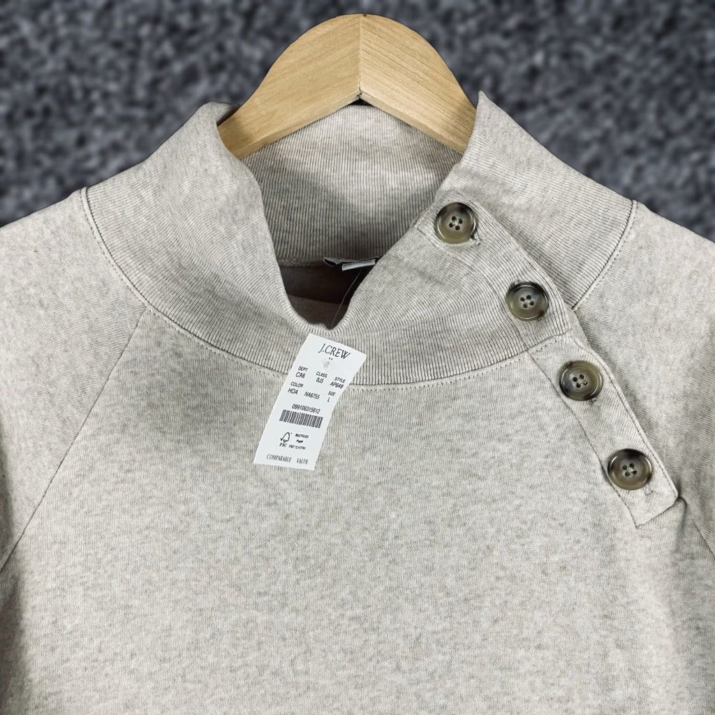 J.Crew J. Crew Sweatshirt Womens Large Tunic Button-Collar Pullover Oatmeal Beig e NWT L Size L / US 10 / IT 46 - 1 Thumbnail
