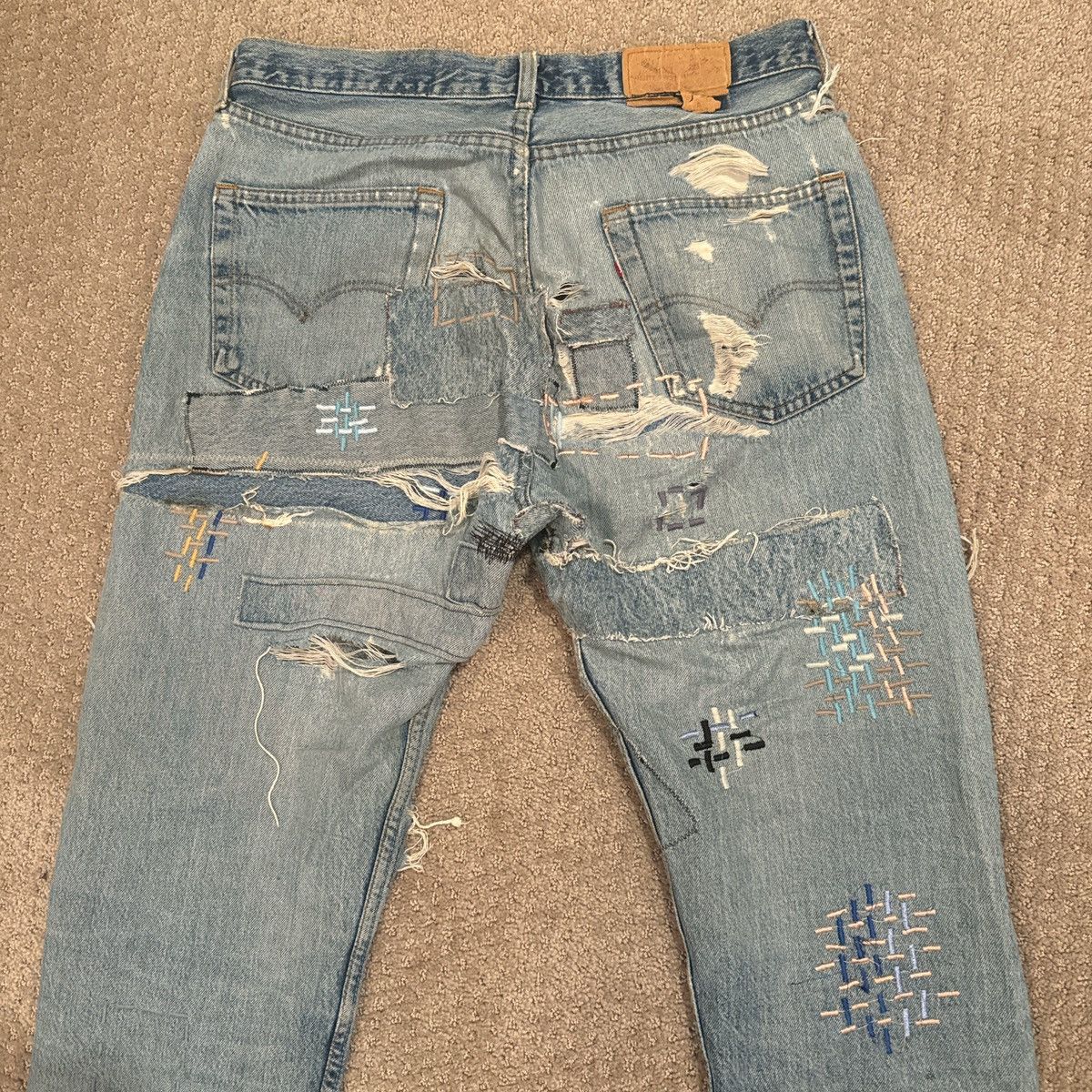 Kentucky Boy Tyler Very Folky Mock Mend Jeans Size US 31 - 6 Thumbnail
