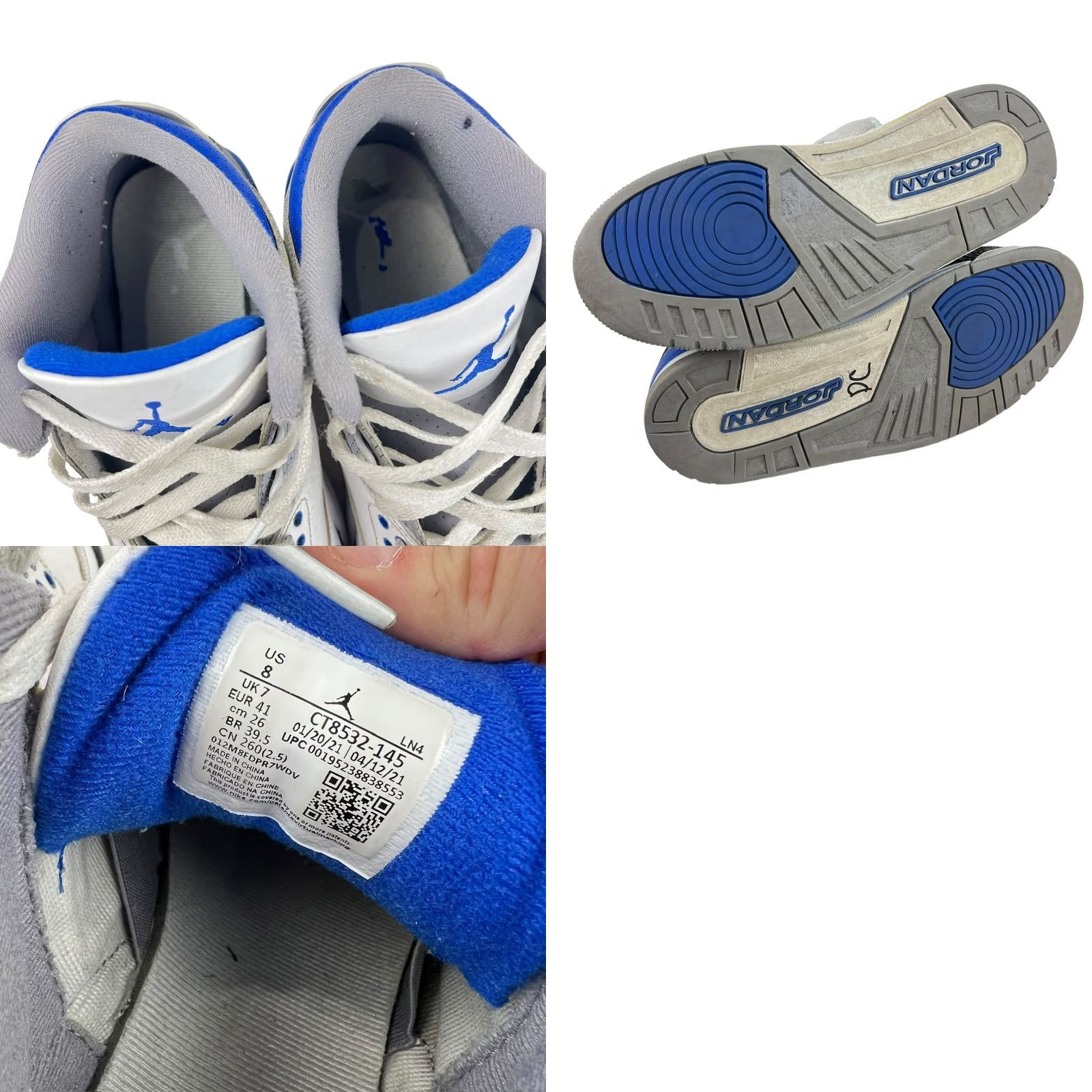 Jordan Brand Nike Air Jordan 3 Retro Mid Racer Blue/Elephant Skin CT8532-145 Mens US Size 8 Size US 8 / EU 41 - 8 Thumbnail