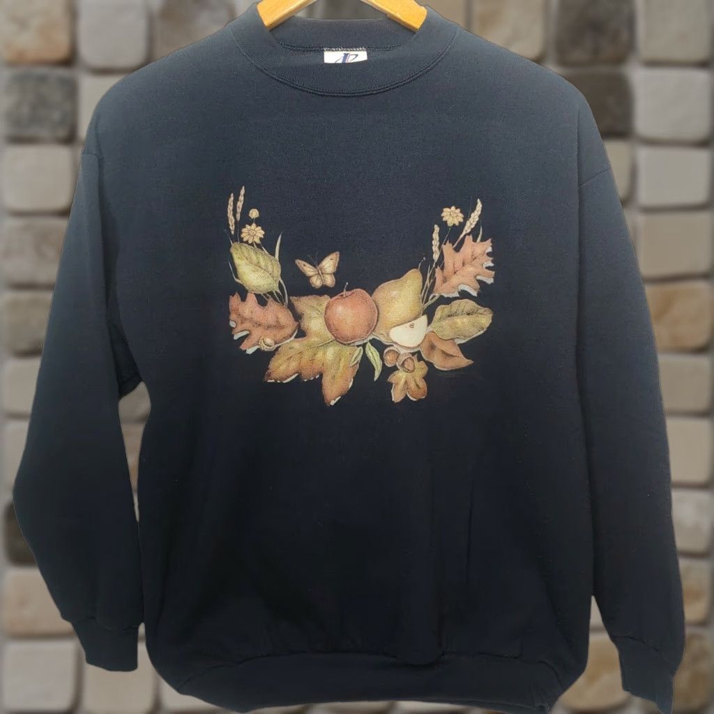 Logo Athletic VINTAGE Logo Athletic Sweatshirt Men Navy Apple Butterfly Nature 90s Pullover Crew Neck L Knit Cotton Blend Graphic Print Makers Mexico Mens Large Size US L / EU 52-54 / 3 - 1 Thumbnail
