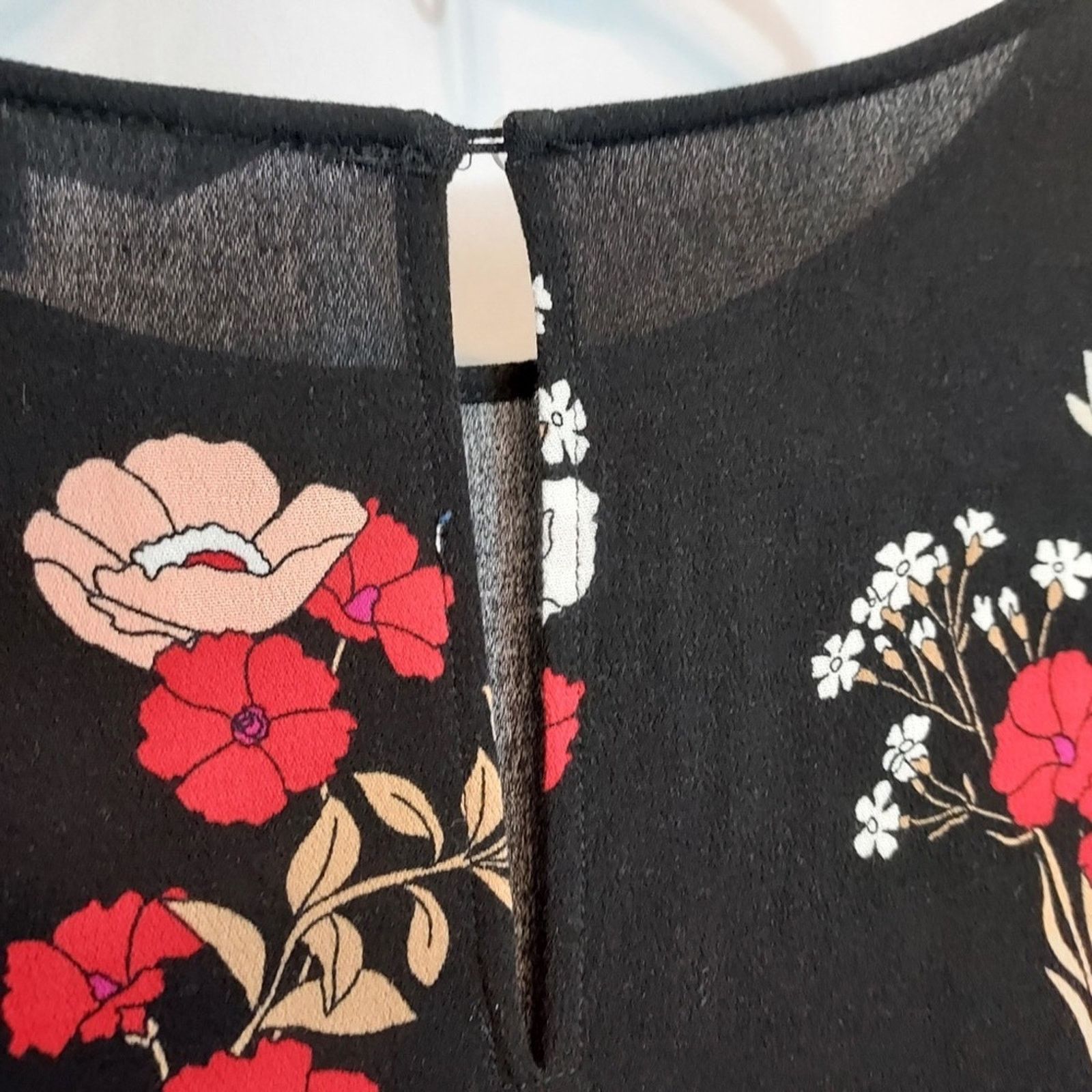 Other POPSUGAR Black Red Multicolor Floral Flowy Tunic Mini Dress Size XXL / US 16-18 / IT 52-54 - 8 Thumbnail