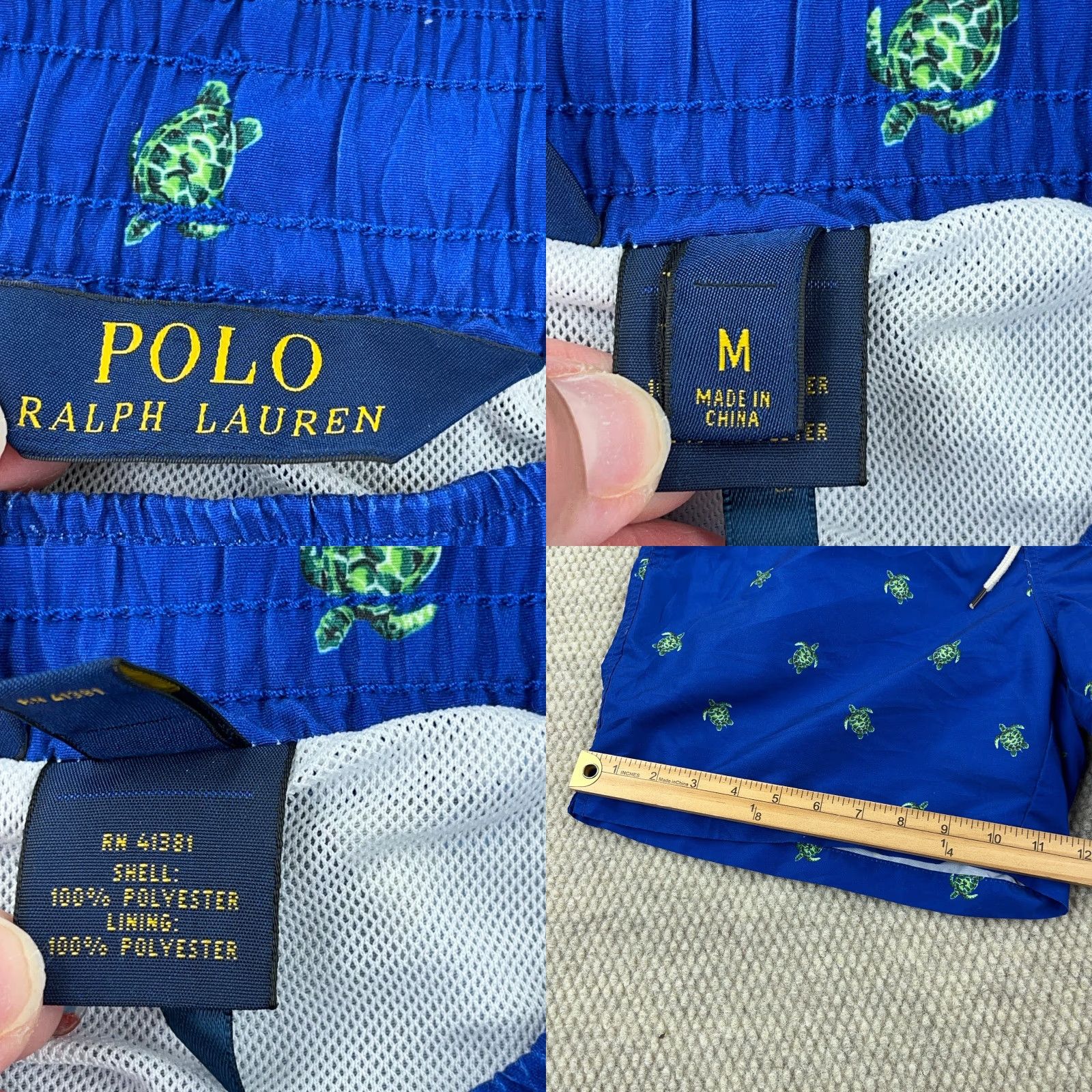 Polo Ralph Lauren Polo Ralph Lauren Swim Trunks Men Medium Blue Turtle Print Board Shorts M Blue Logo American Classic 90s Mens Size US M / EU 48-50 / 2 - 8 Thumbnail
