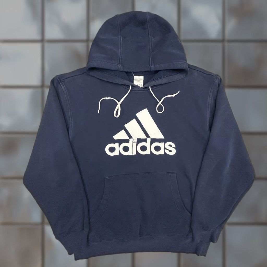 Adidas VINTAGE Adidas Hoodie Mens M Navy Blue Pullover Big Logo Fleece Sweatshirt Size US M / EU 48-50 / 2 - 1 Thumbnail