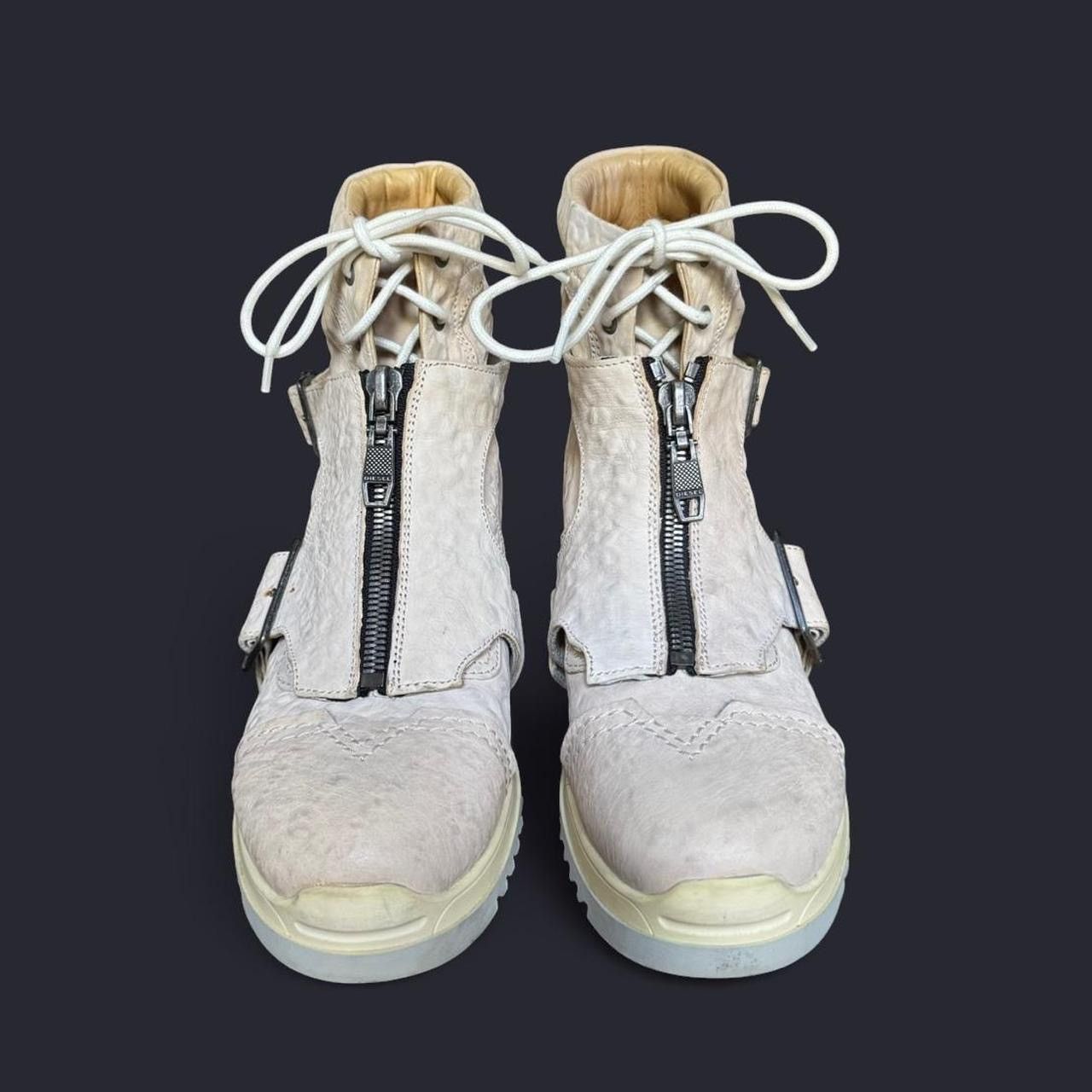 Diesel diesel men's D klosure cream leather lace up combat boots Size US 9 / EU 42 - 3 Thumbnail