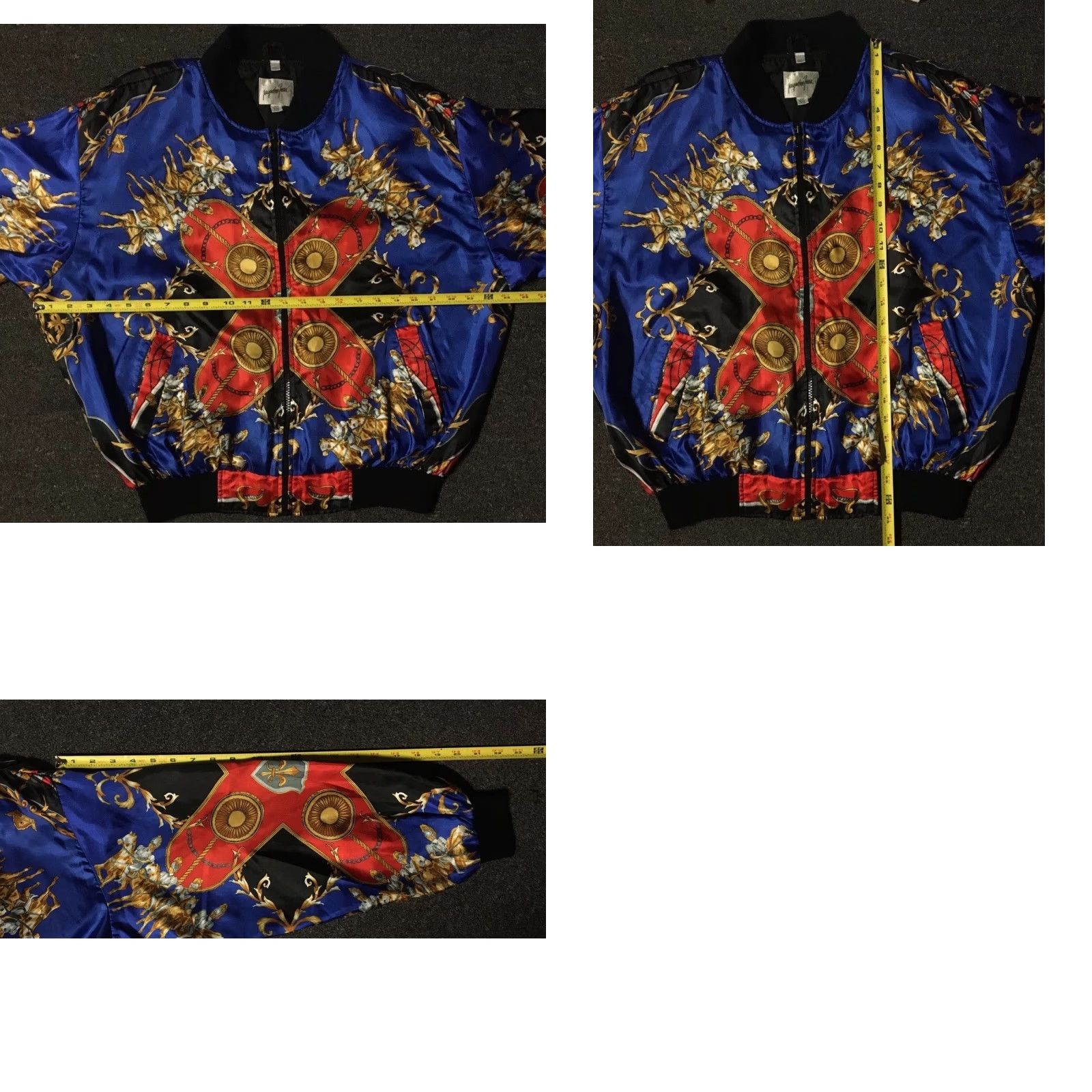 Vintage VINTAGE Baroque Bomber Jacket L Women Blue 80s 90s Talon Zipper Abstract Art Designer Horses Grunge OP Size L / US 10 / IT 46 - 9 Thumbnail