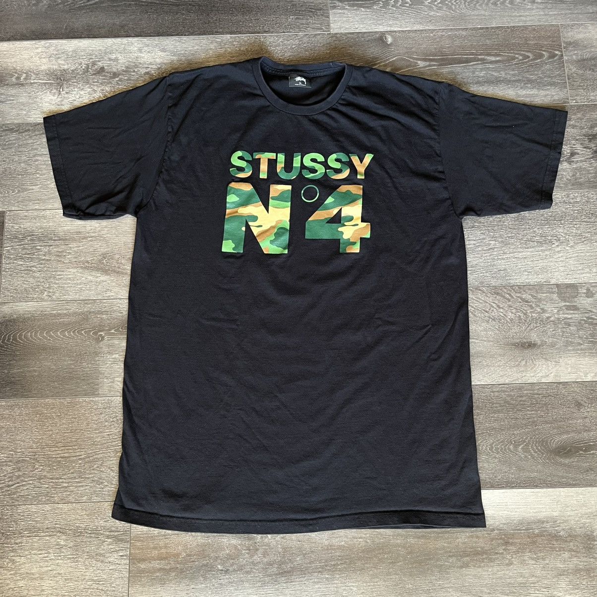 Stussy Vintage 2000s Stussy No 4 Camo 8 Ball Graphic Logo Tee Shirt Size US XL / EU 56 / 4 - 1 Thumbnail