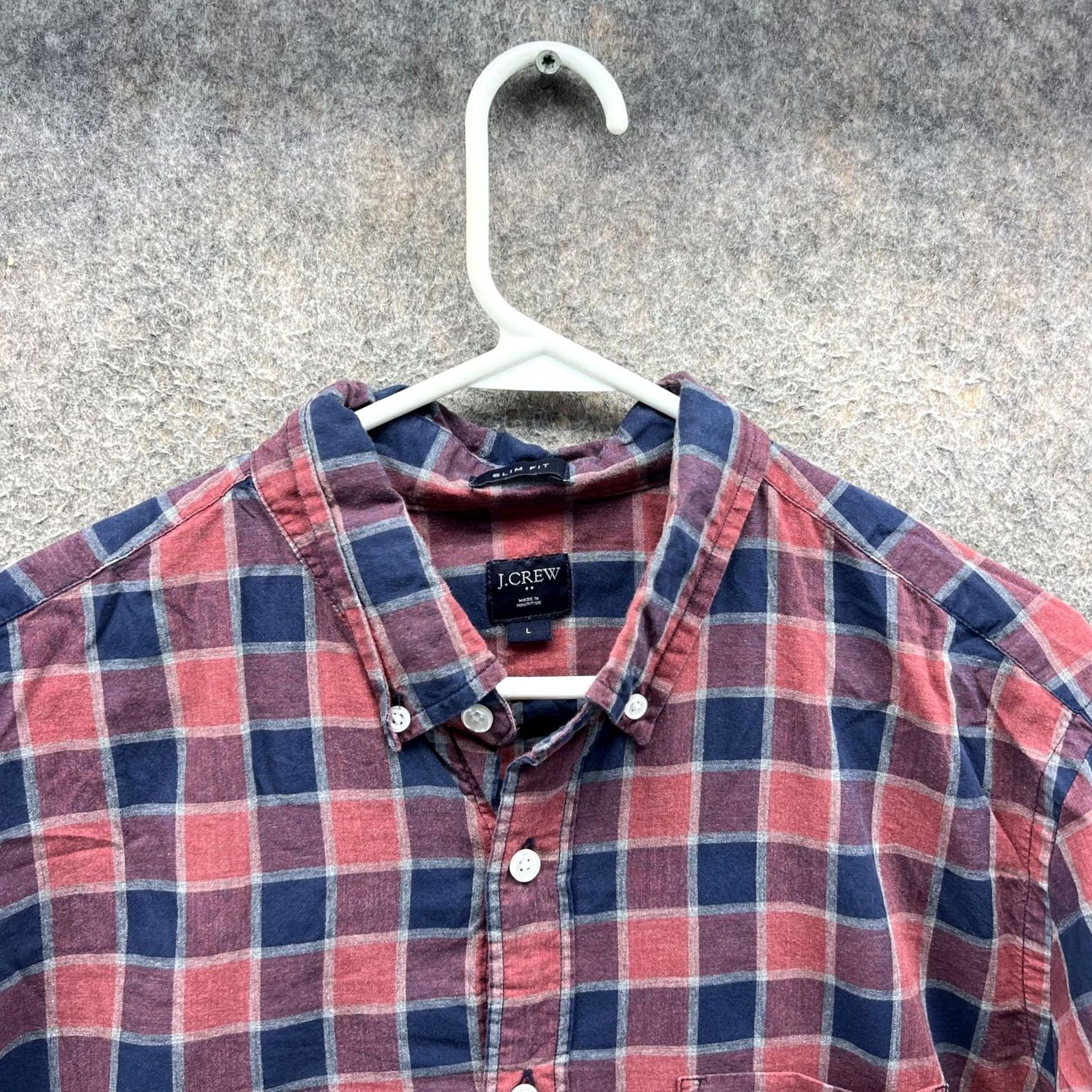 J.Crew J.Crew Shirt Mens Large Red Blue Plaid Slim Fit Button-Down Cotton Casual Shirt Size US L / EU 52-54 / 3 - 6 Thumbnail