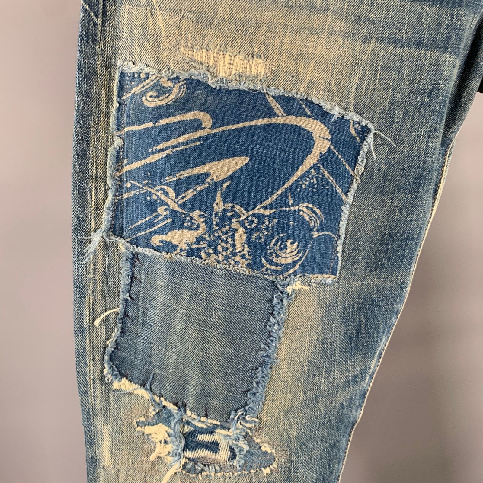 Polo Ralph Lauren Size 32 Blue Patchwork Denim Slim Fit Jeans Size US 32 / EU 48 - 2 Thumbnail