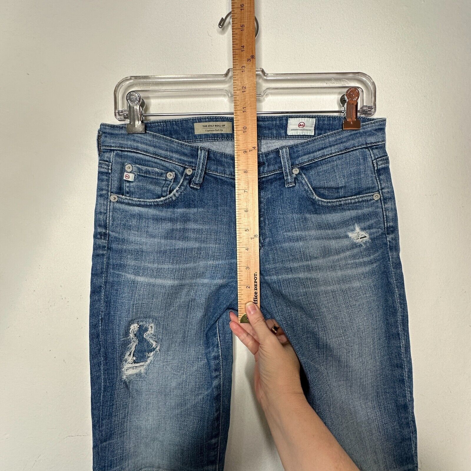 AG Adriano Goldschmied Ag Adriano Goldschmeid Distressed The Stilt Roll Up Jeans 27 Size 27" / US 4 / IT 40 - 13 Thumbnail