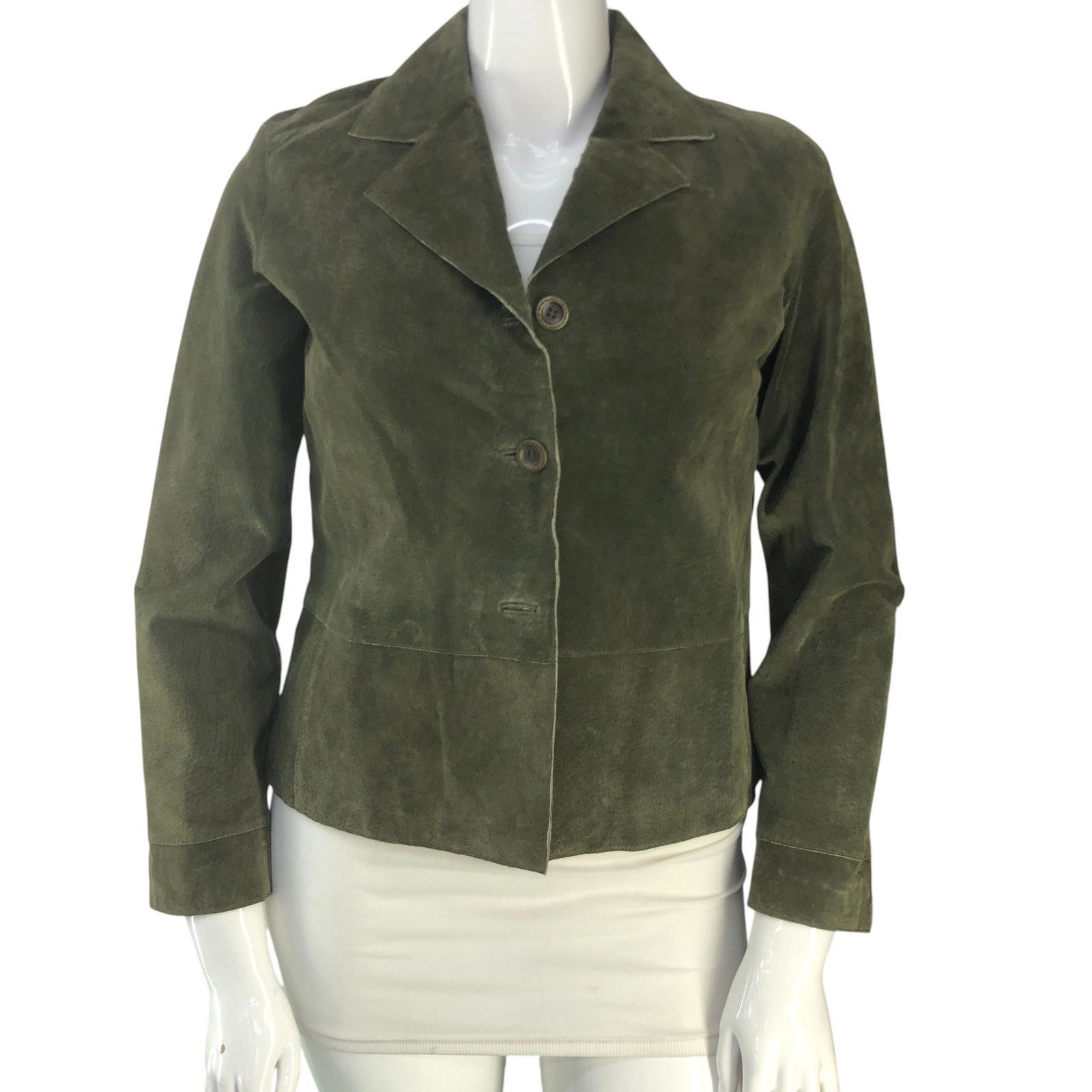 Chicos Chicos Women Size 1 US 8 Jacket Shirt Shacket Leather Green Size M / US 6-8 / IT 42-44 - 11 Thumbnail