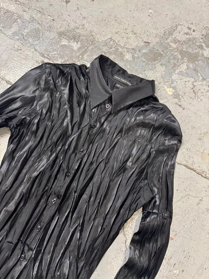Marithe + Francois Girbaud 2000s Marithé + François Girbaud Waxed Effect Plissed Black Shirt Size S / US 4 / IT 40 - 5 Thumbnail