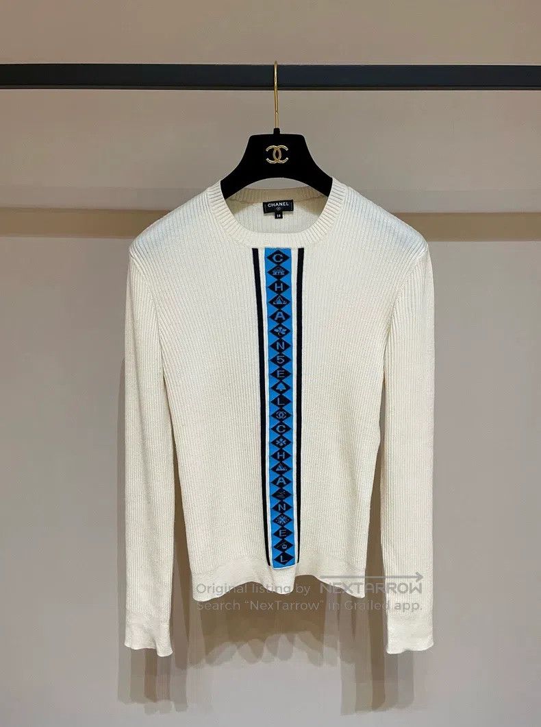 Chanel Chanel Ski series letter blue striped knitted pullover Size XS / US 0-2 / IT 36-38 - 1 Thumbnail