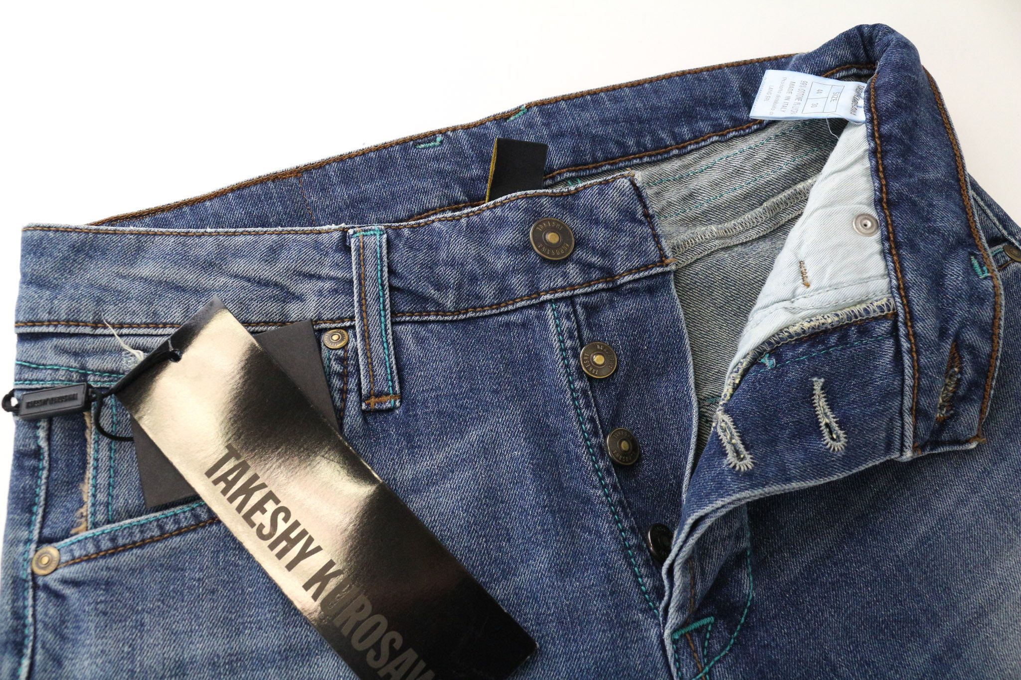 Takeshy Kurosawa TK75 W30 Blue Slim Stretch Distress Jeans 76026 Size US 30 / EU 46 - 3 Thumbnail