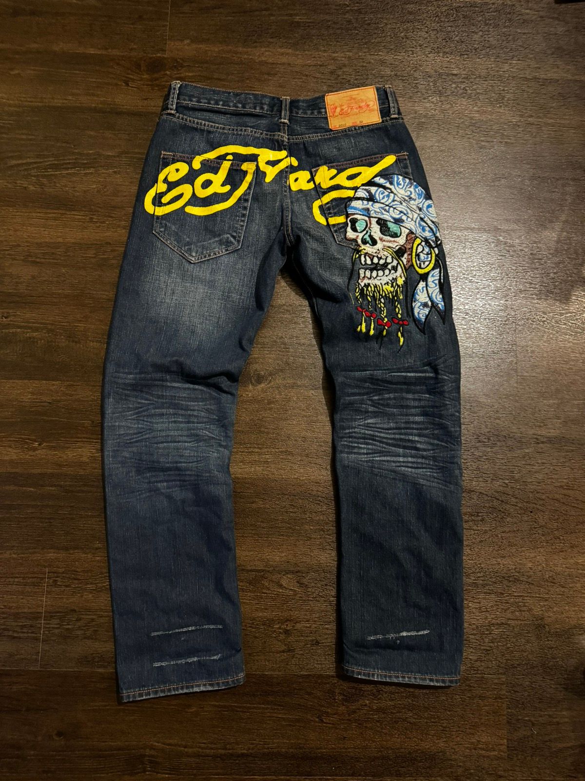 Pre-owned Christian Audigier X Ed Hardy Vintage Skull Ed Hardy Christian Audigier Japanese Jeans In Blue