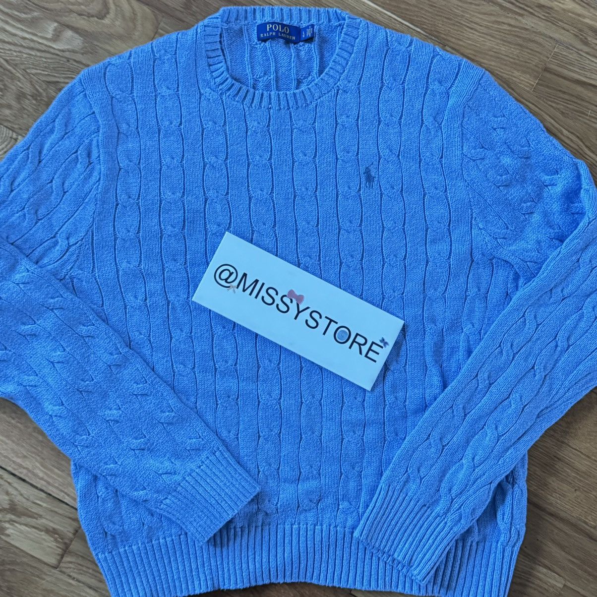 Polo Ralph Lauren × Ralph Lauren Polo Ralph Lauren Sweater Jumper Cable Knitwear Baby Blue Size US L / EU 52-54 / 3 - 13 Thumbnail