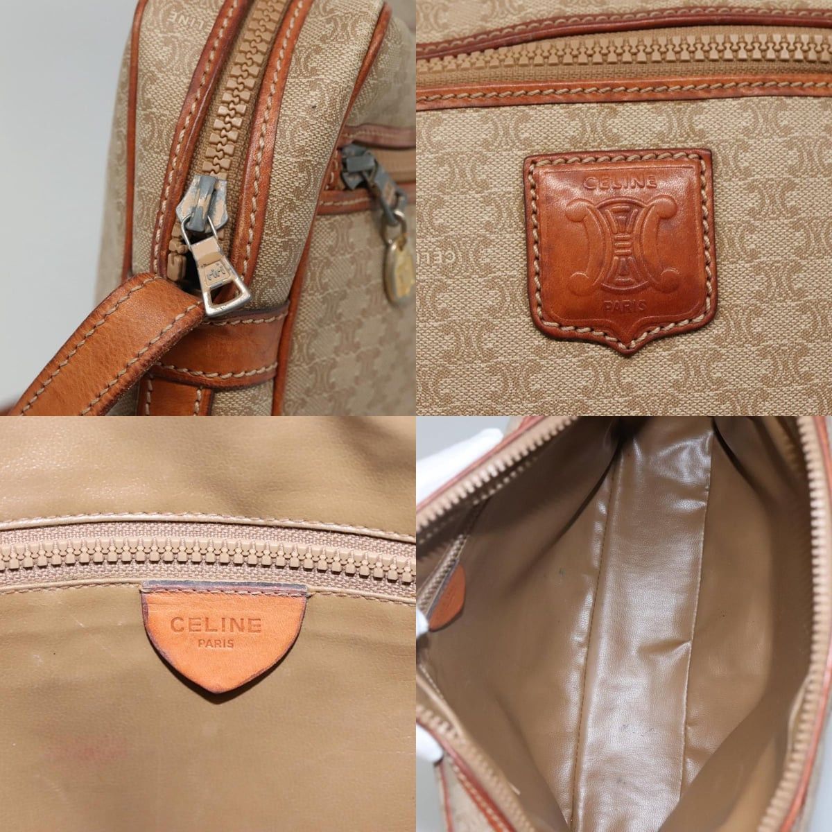 Celine CELINE Macadam Canvas Shoulder Bag Pvc Beige Gold Size ONE SIZE - 11 Thumbnail