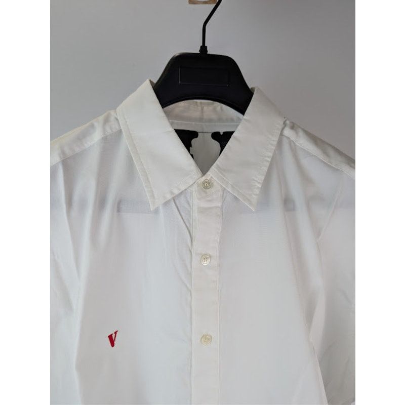 Vlone o1rshd1 V Logo Short-Sleeve Button-Up Shirt in White Size US XL / EU 56 / 4 - 7 Thumbnail