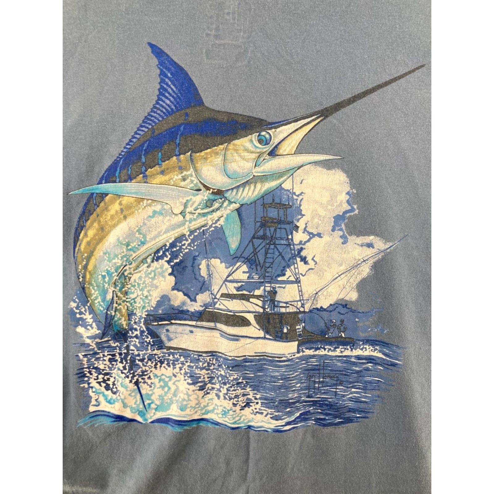Guy Harvey Guy Harvey T Shirt Mens XL Blue Water Sword Fish Pocket Faded Beach Outdoors Size US XL / EU 56 / 4 - 2 Thumbnail