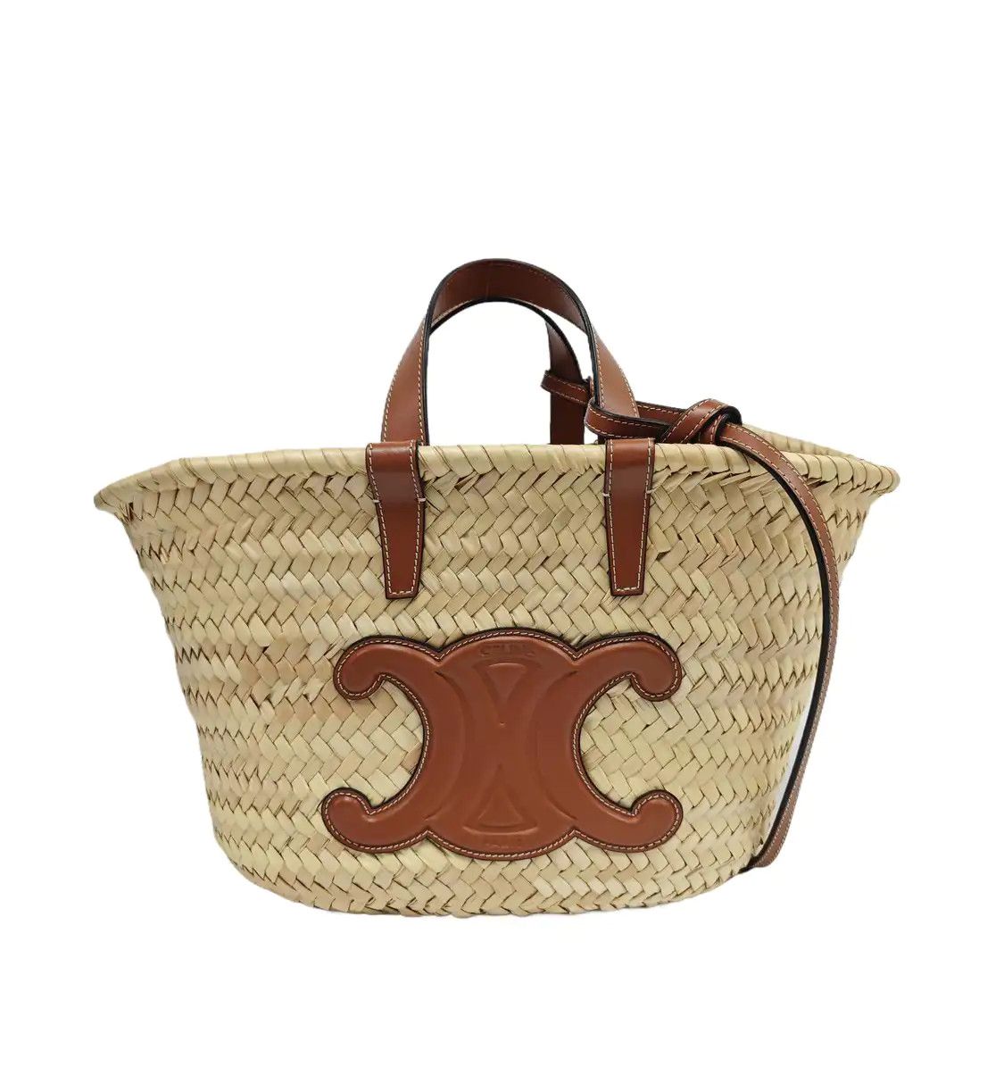 Celine CELINE TEEN TRIOMPHE CELINE CLASSIC beige straw woven shoulder bag handbag cross Size ONE SIZE - 1 Thumbnail