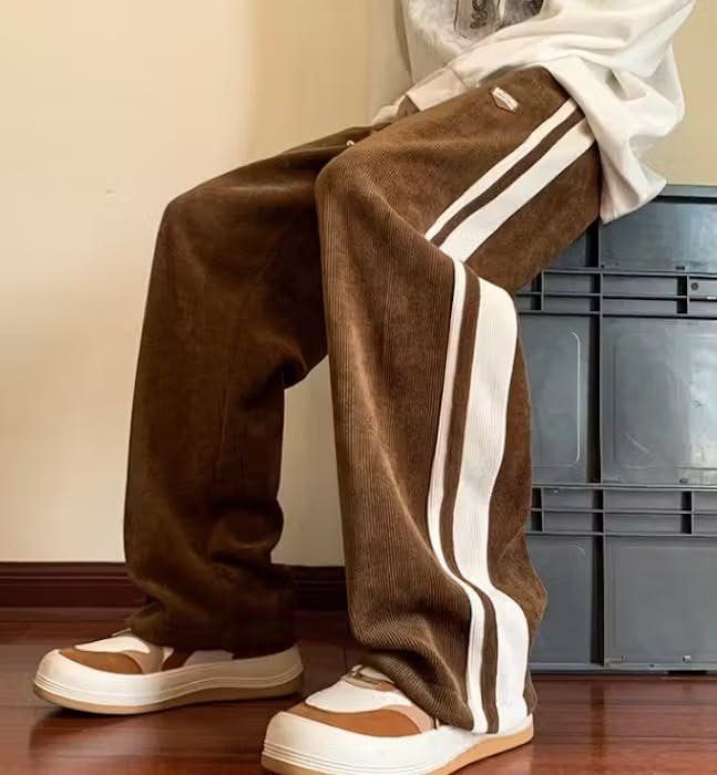 Japanese Brand Brown Color Baggy Striped Sweatpants Size US 32 / EU 48 - 1 Thumbnail