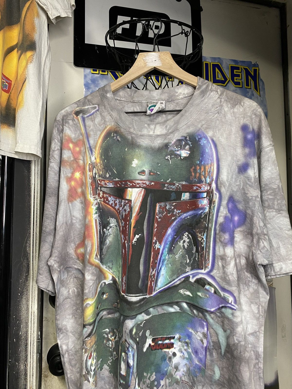 Vintage Vintage 1997 Boba Fett T-Shirt Star Wars Liquid Blue XLarge Size US XL / EU 56 / 4 - 1 Thumbnail