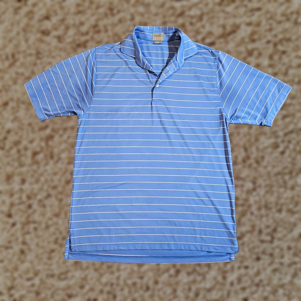 Vintage Fennec Shirt Mens Medium Blue Striped Golf Polo Short Sleeve Performance Casual Size US M / EU 48-50 / 2 - 1 Thumbnail