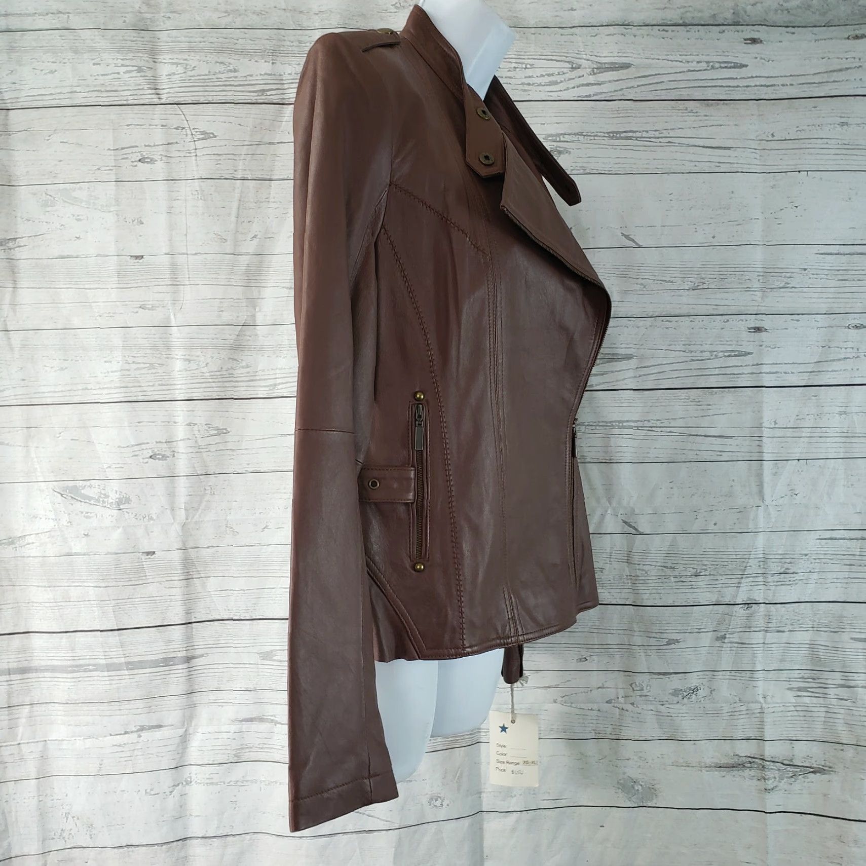 Vintage In Suede Leather Moto Jacket Womens Small Brown Zip Long Sleeve Size S Size S / US 4 / IT 40 - 2 Thumbnail