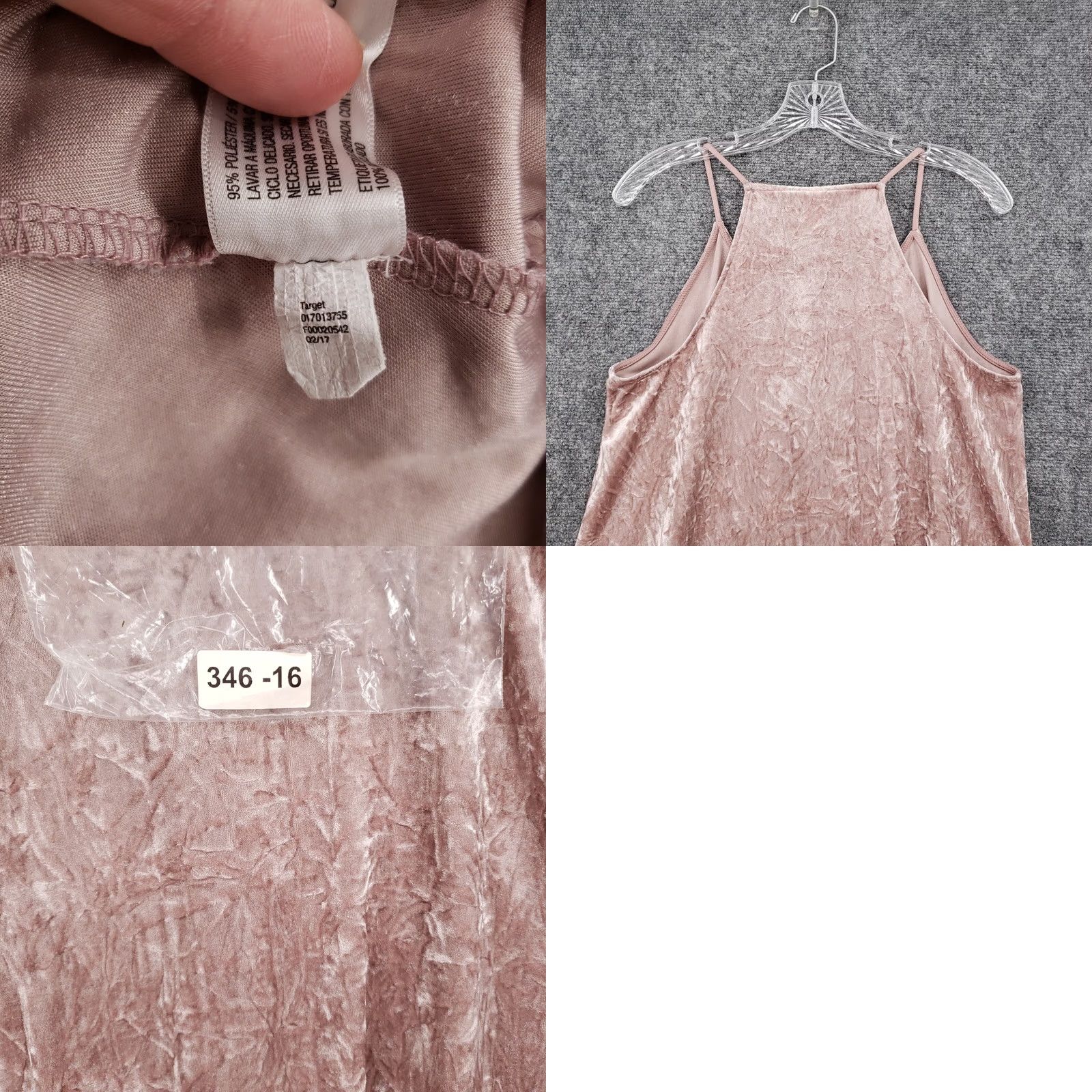 Mossimo Mossimo Tank Top Womens S Small Beige Velvet Slip V Neck Sleeveless Cami Y2K Size S / US 4 / IT 40 - 8 Thumbnail