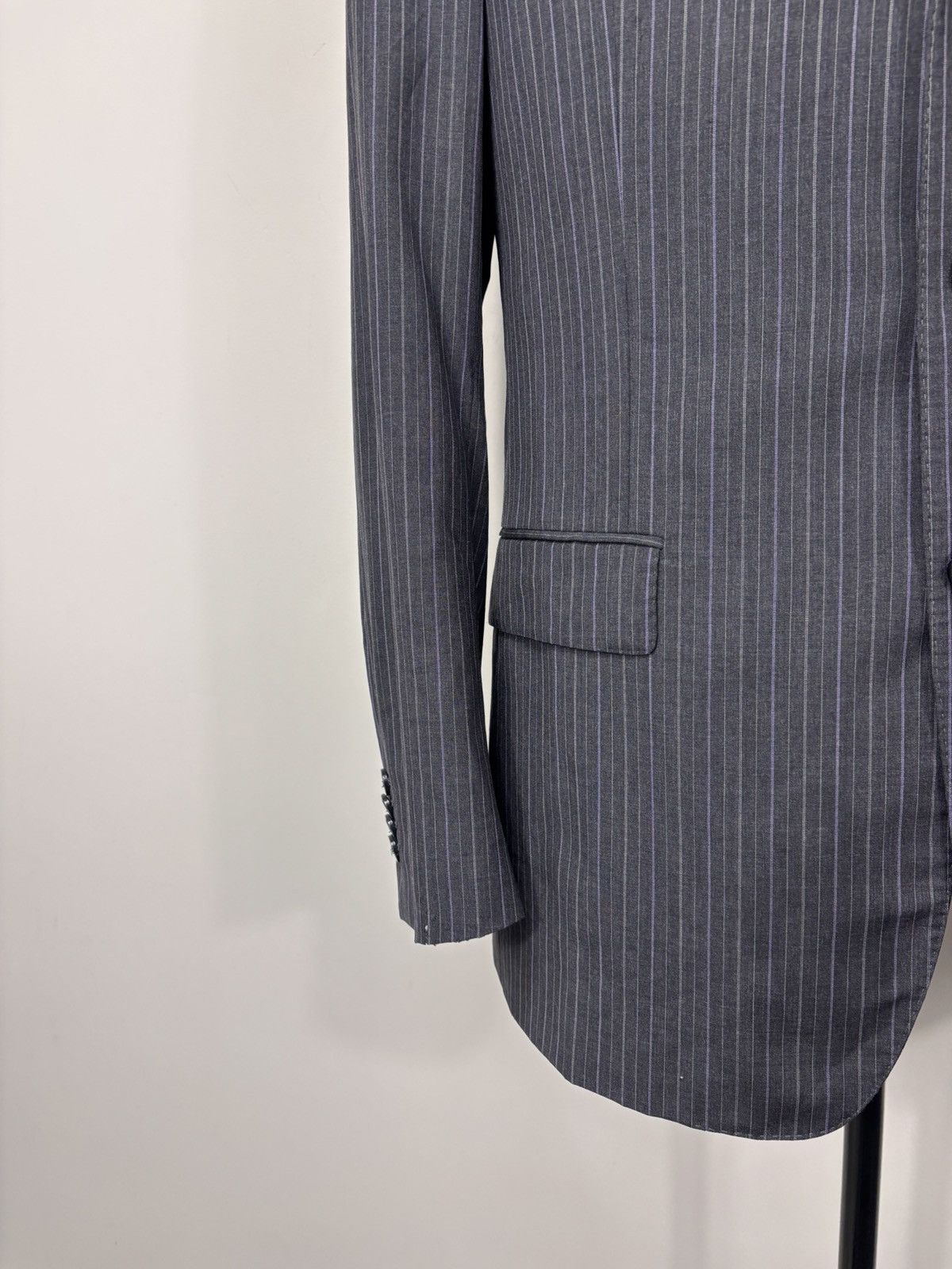 Z Zegna Ermenegildo Z Zegna Men’s Striped Grey Wool Blazer Jacket Size 40R - 4 Thumbnail