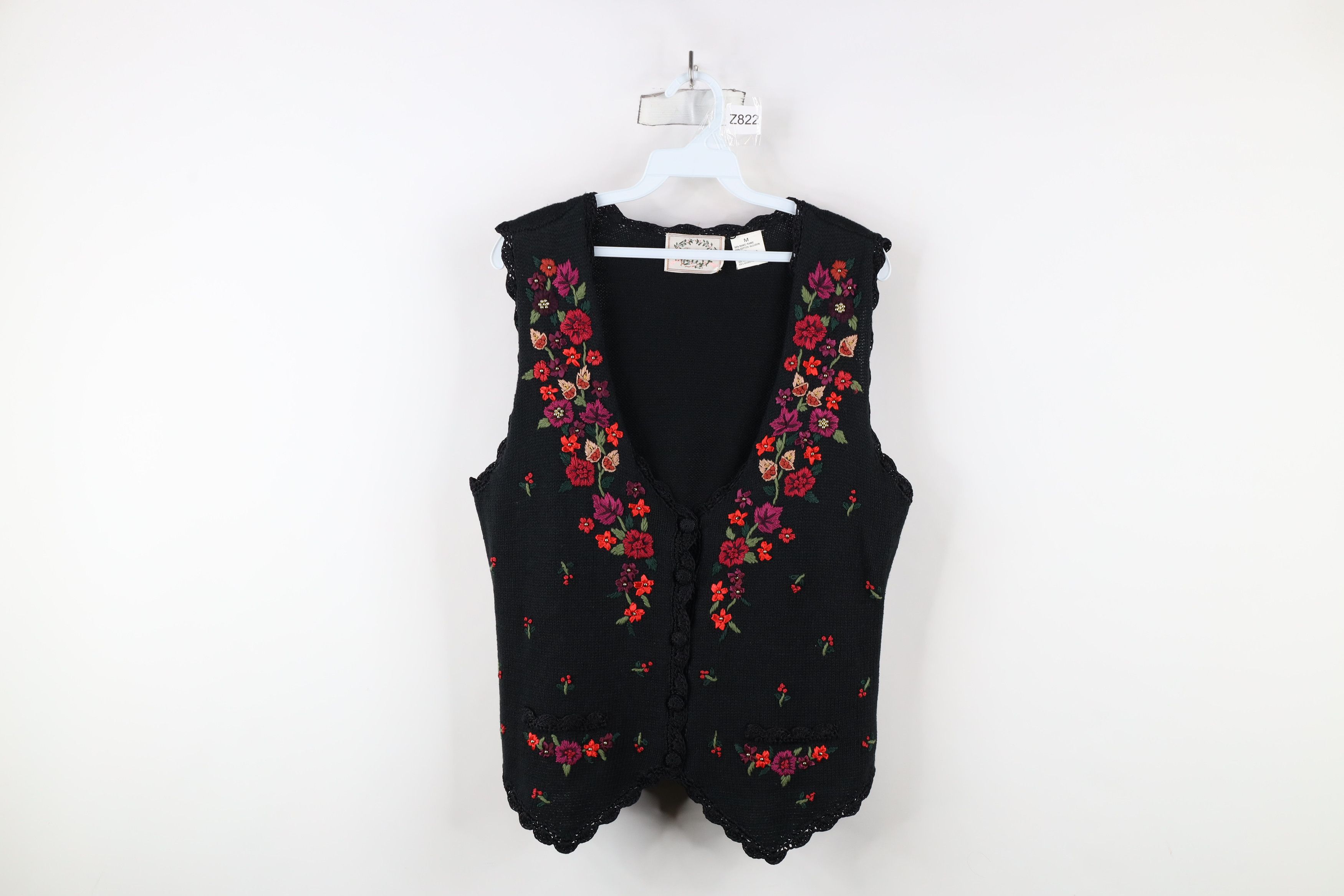 Vintage Vintage 90s Streetwear Flower Lace Knit Sweater Vest Size M / US 6-8 / IT 42-44 - 1 Thumbnail
