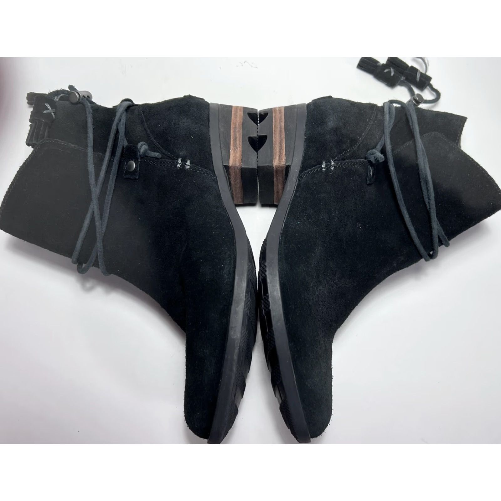 SOREL SOREL Farah Bootie Boots Ankle Black Suede Leather Tie Tassel Size 7.5 Women) Size 30" / US 8 / IT 44 - 3 Thumbnail