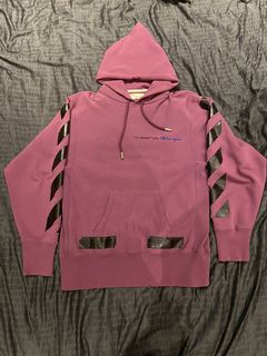 Off white x shop champion hoodie red