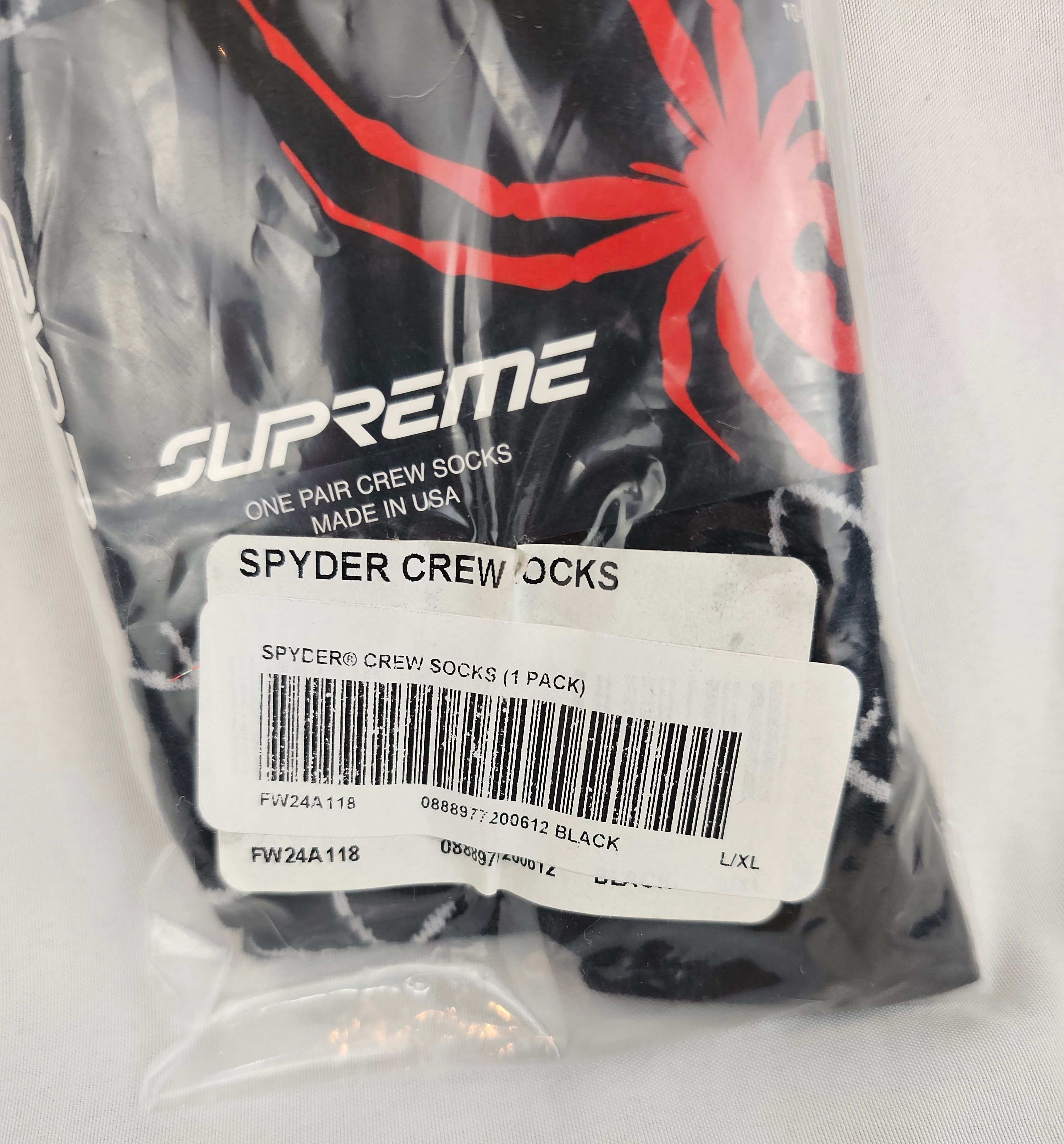 Spyder × Supreme Supreme x Spyder Crew Web Socks 1-Pack Black Size L/XL FW24 Size ONE SIZE - 3 Thumbnail