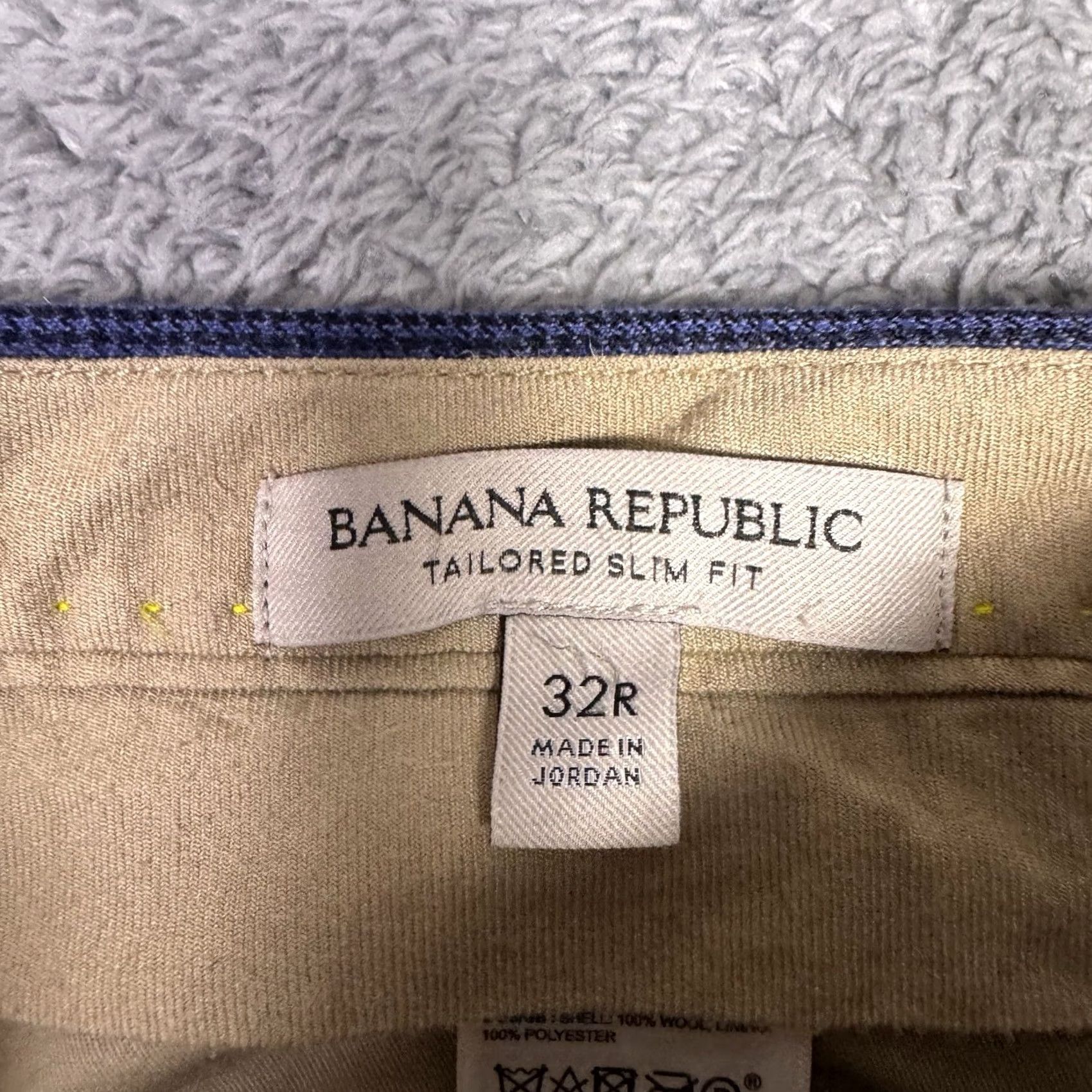 Banana Republic Banana Republic Pants Mens 32R Flannel 120s Vitale Barberis Canonico Wool Slim Flat Front Dress Pants Men Blue Geometric H Cotton? Size US 32 / EU 48 - 5 Thumbnail
